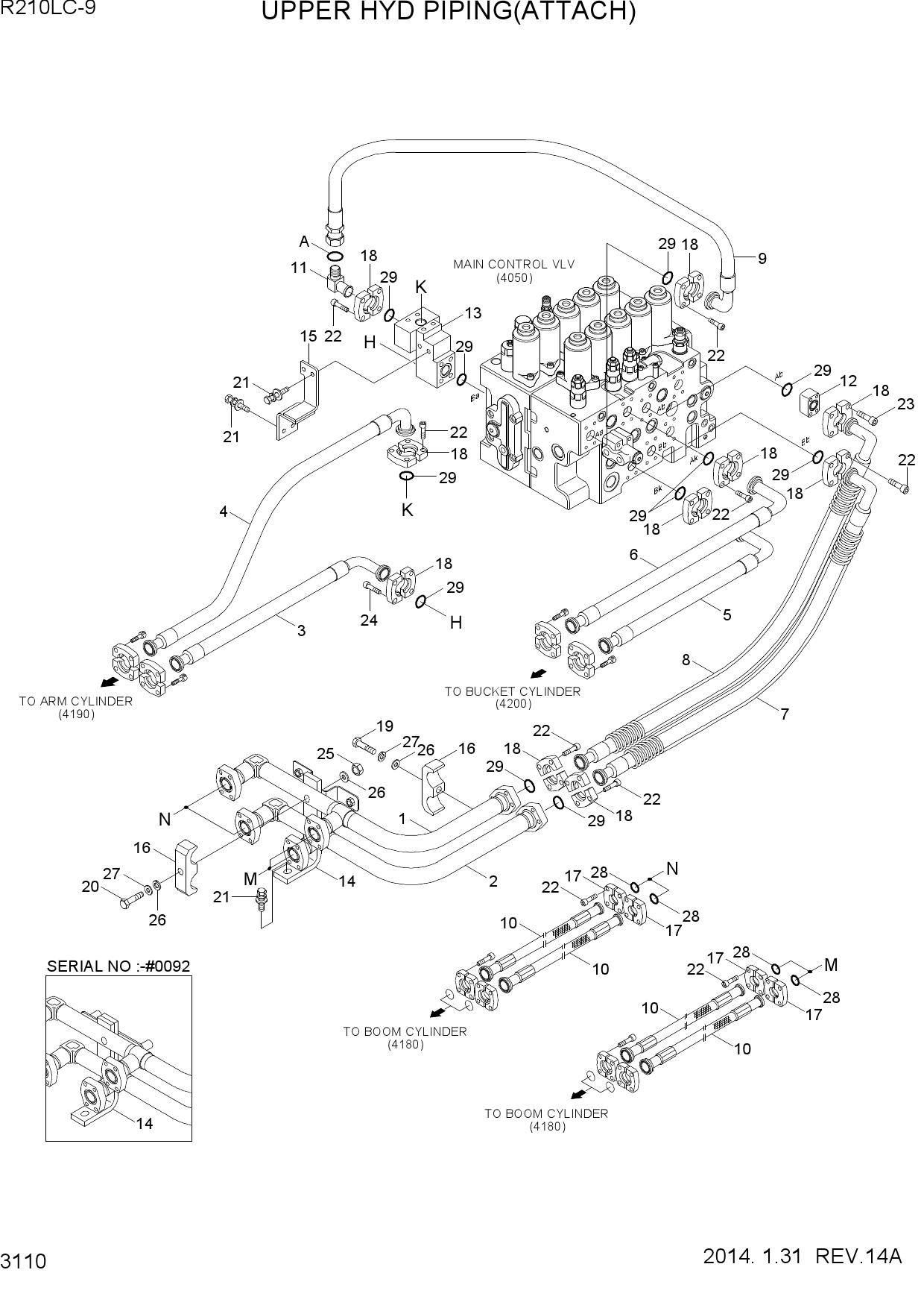 UPPER HYD PIPING(ATTACH, MCV TYPE 1)