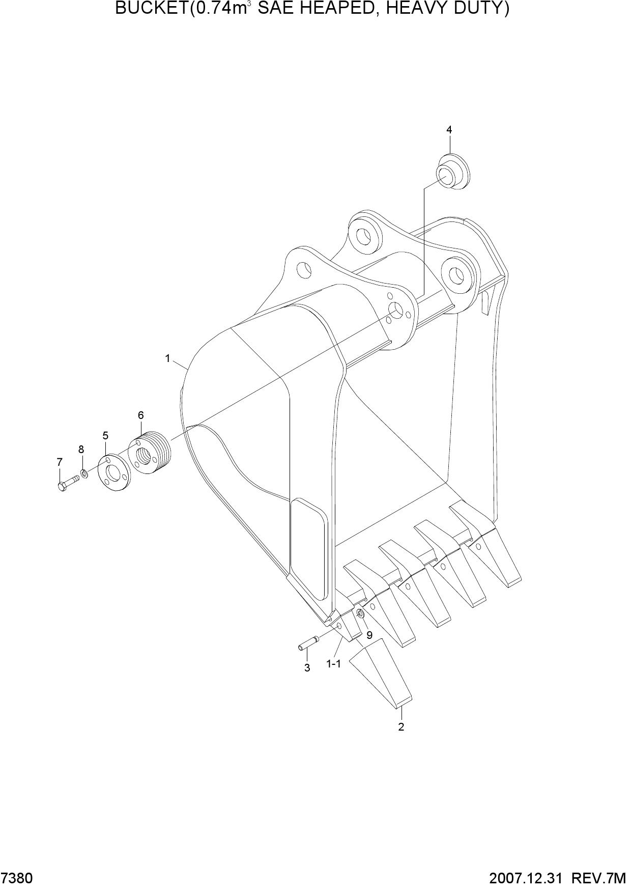 BUCKET(0.74M3 SAE HEAPED, HEAVY DUTY)