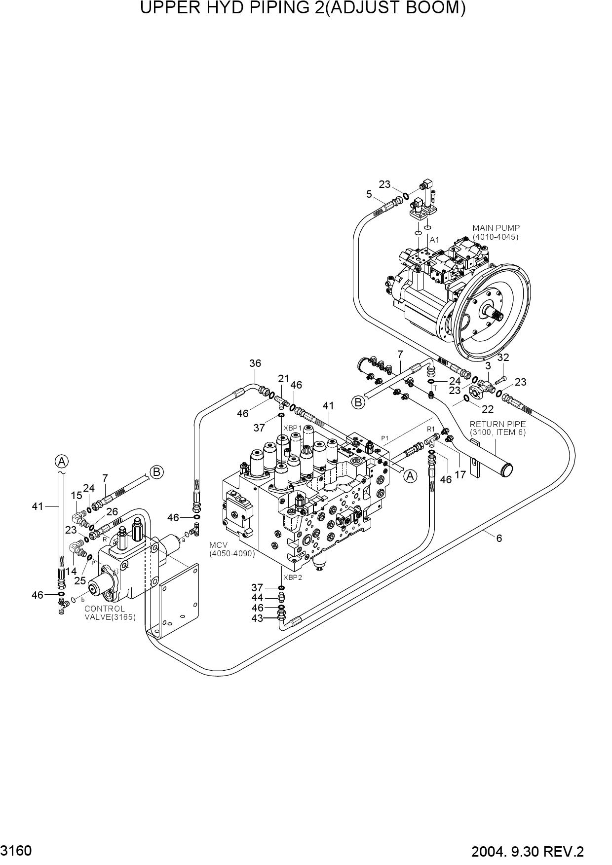 UPPER HYDRAULIC PIPING 2(ADJUST BOOM)