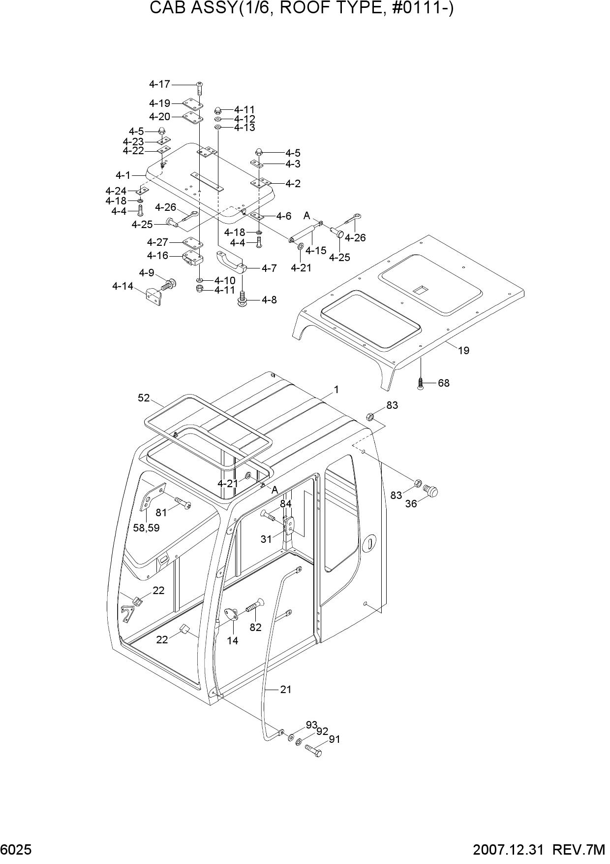 CAB ASSY(1/6, ROOF TYPE, #0111-)