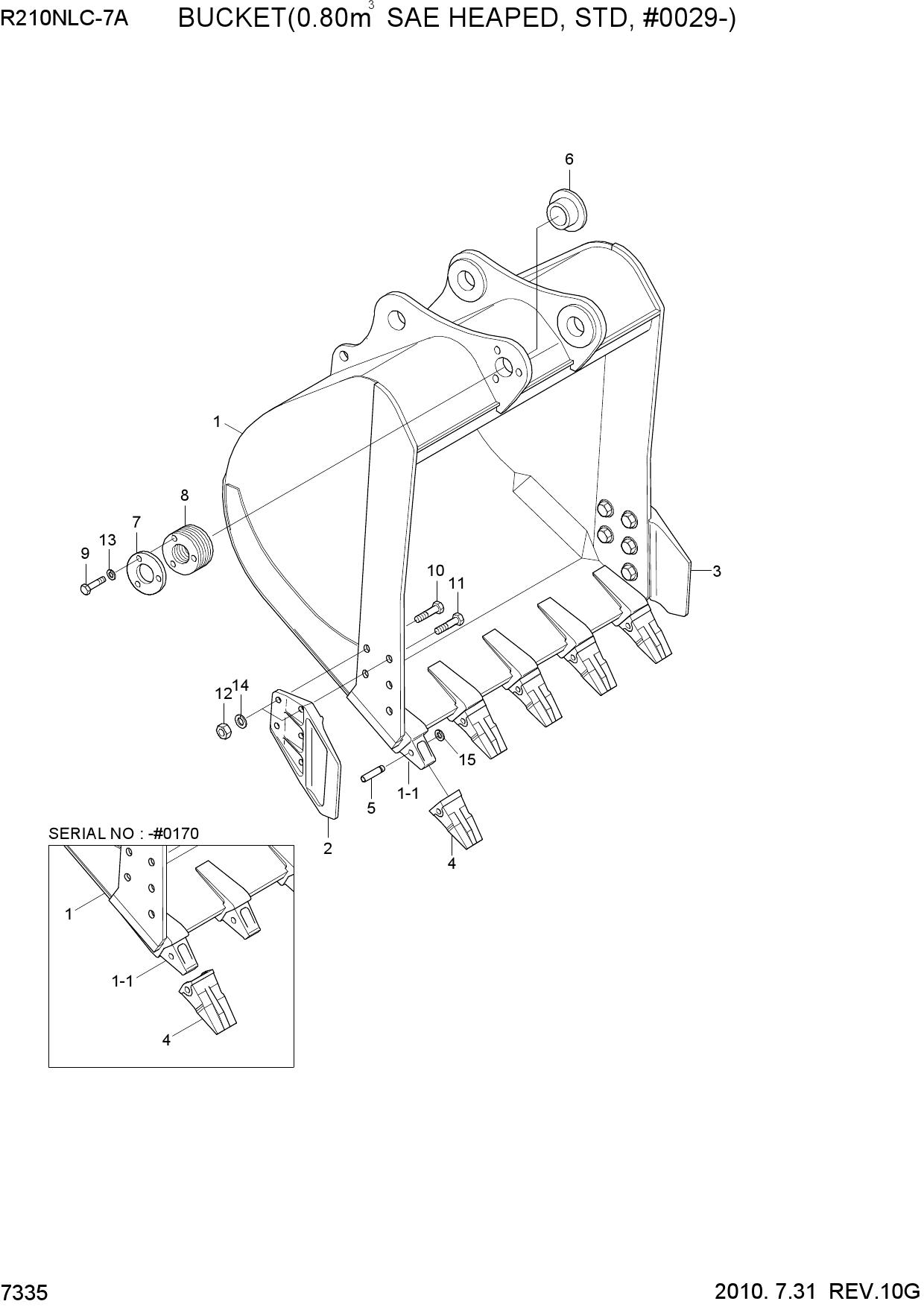 BUCKET(0.80M3 SAE HEAPED, #0029-)
