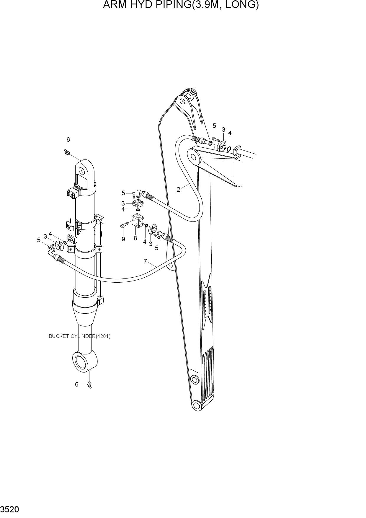 ARM HYD PIPING(3.9M, LONG)