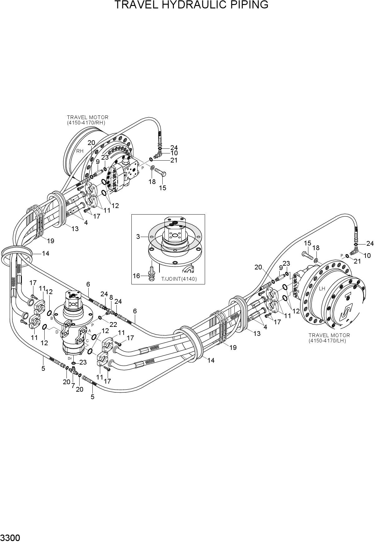 TRAVEL HYDRAULIC PIPING