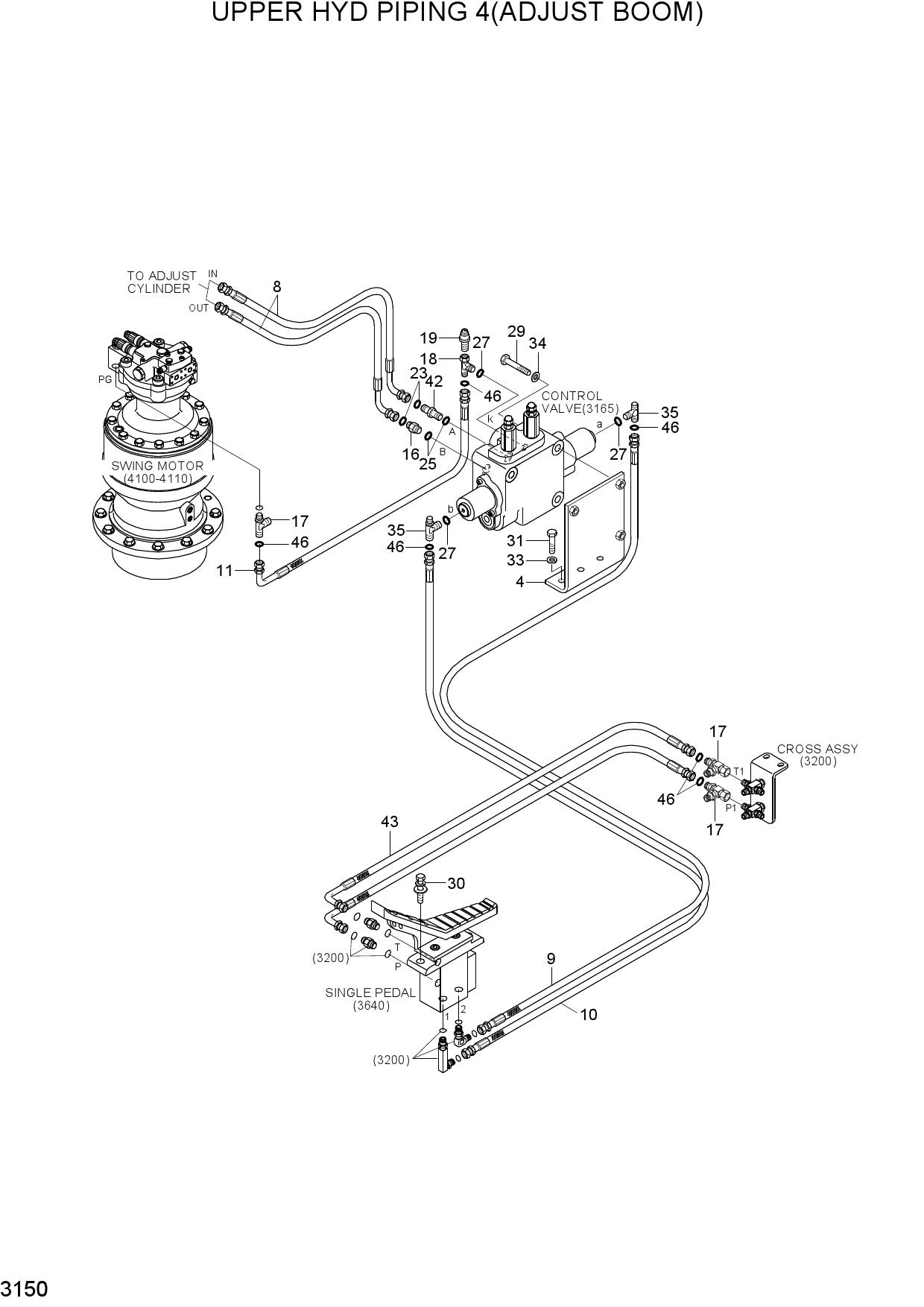 UPPER HYD PIPING 4(ADJUST BOOM)