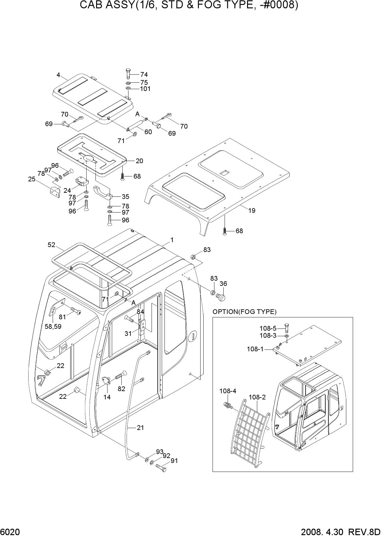 CAB ASSY(1/6, STD & FOG TYPE, -#0008)