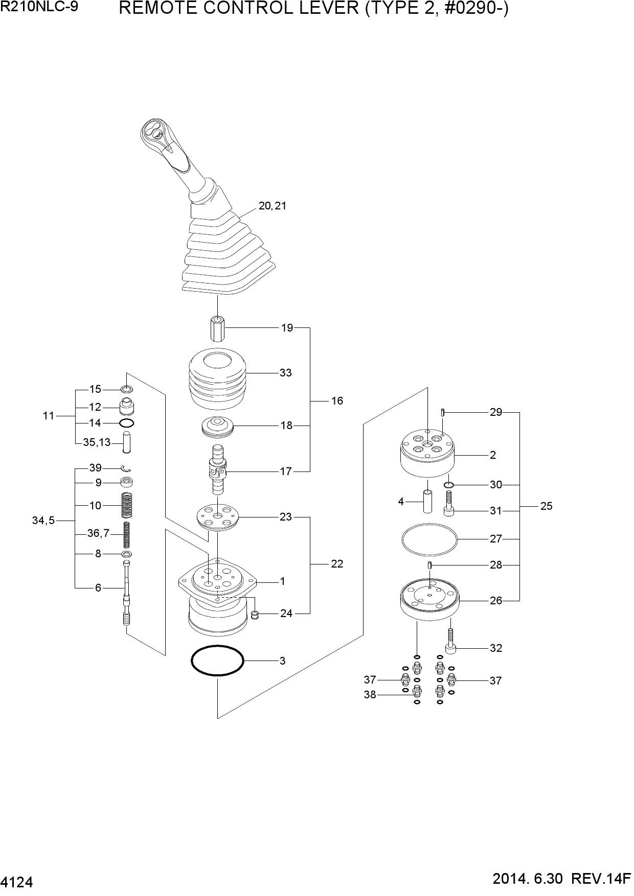 REMOTE CONTROL LEVER (TYPE 2, #0290-)