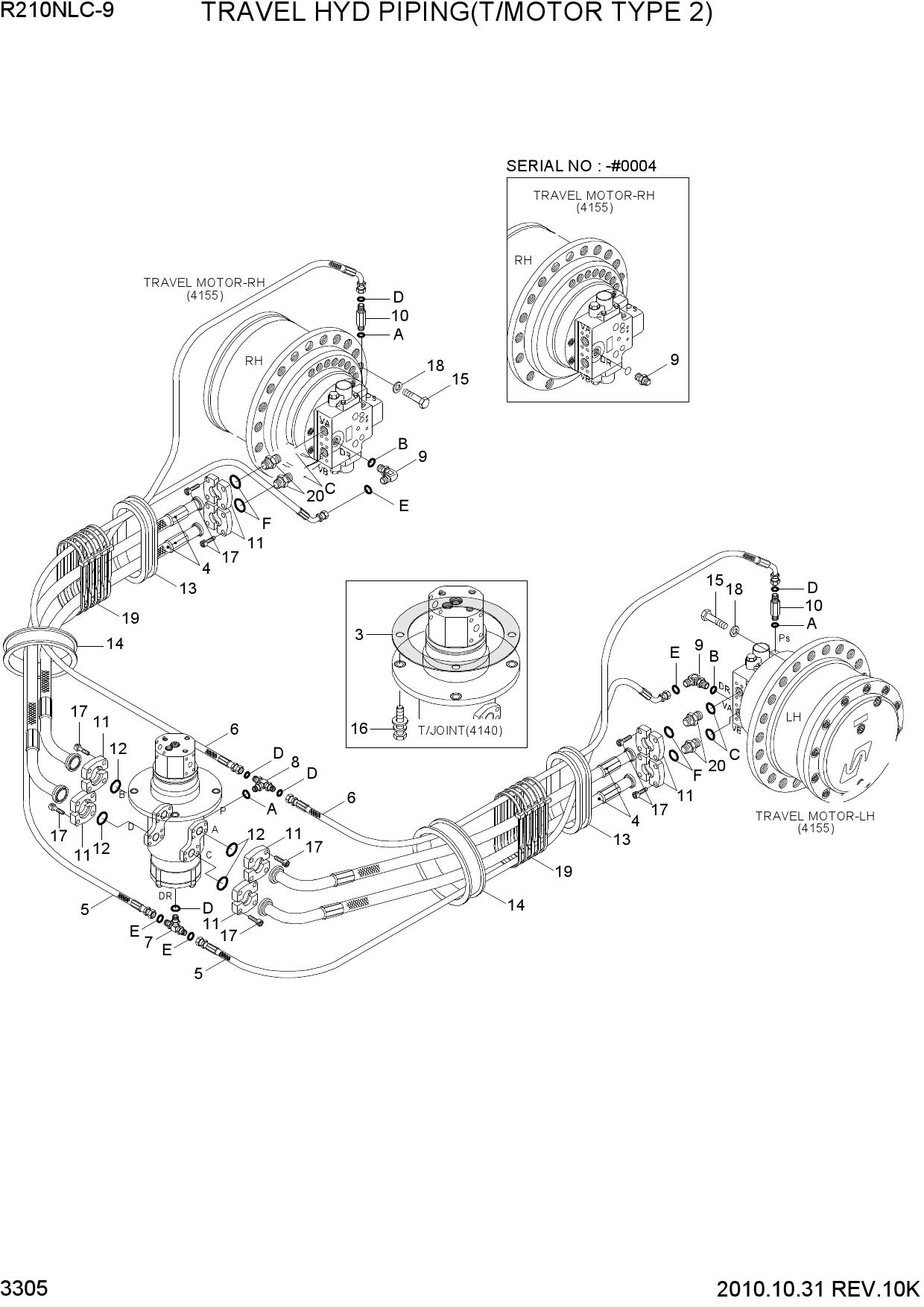 TRAVEL HYD PIPING(T/MOTOR TYPE 2)