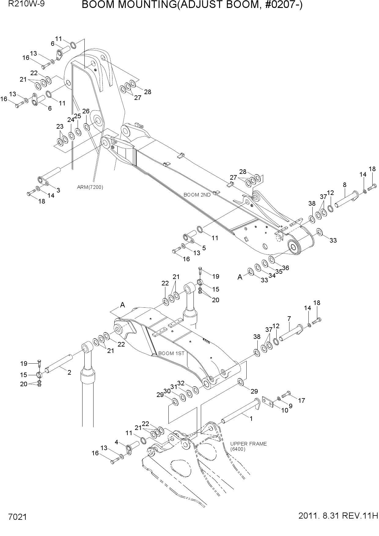 BOOM MOUNTING(ADJUST BOOM, #0207-)