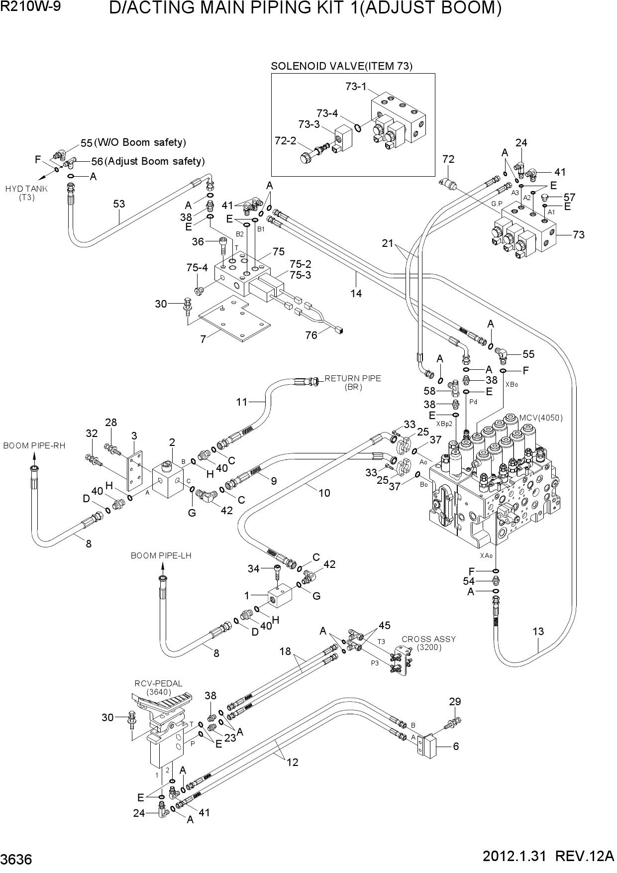 D/ACTING MAIN PIPING KIT 1(ADJUST BOOM)