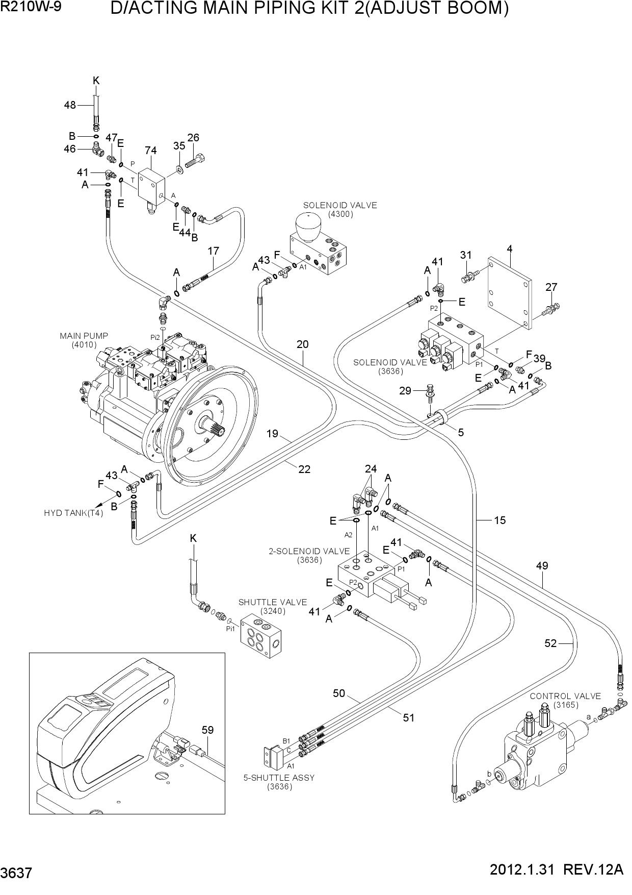 D/ACTING MAIN PIPING KIT 2(ADJUST BOOM)