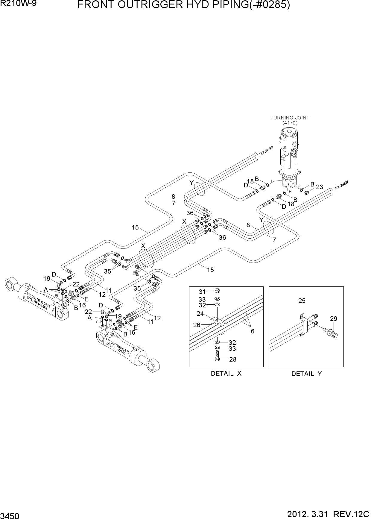 FRONT OUTRIGGER HYD PIPING(-#0285)