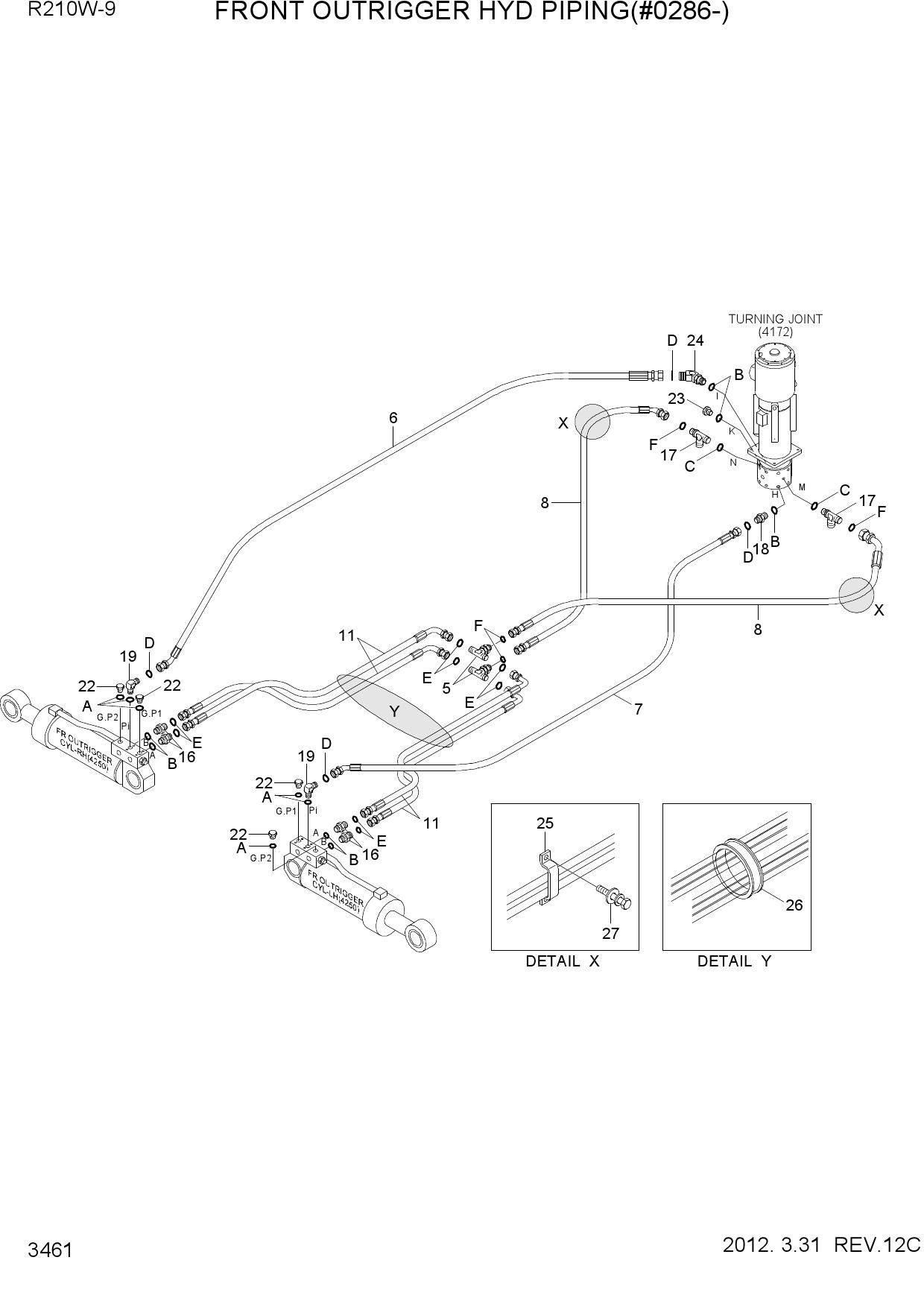 FRONT OUTRIGGER HYD PIPING(#0286-)
