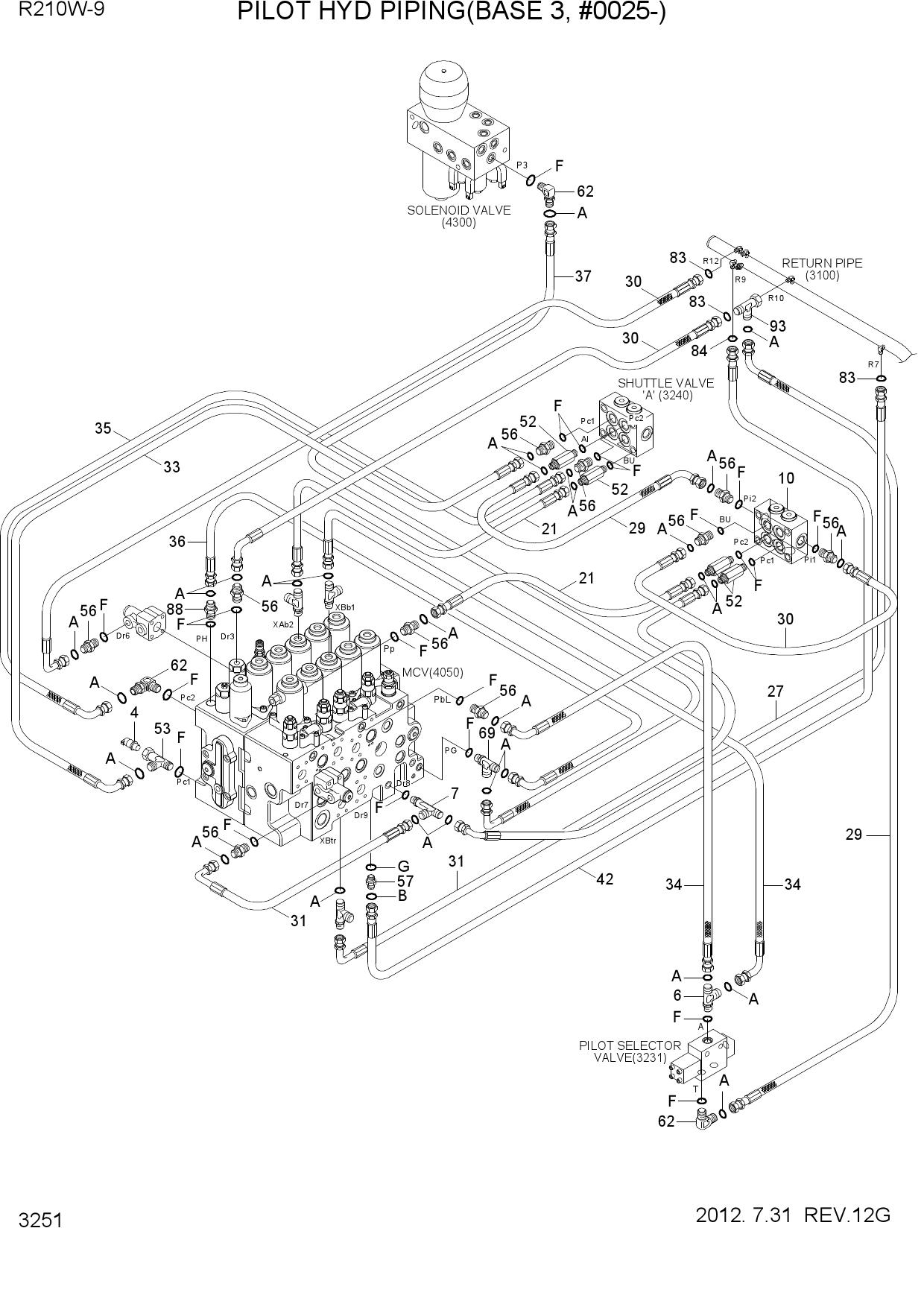 PILOT HYD PIPING(BASE 3, #0025-)
