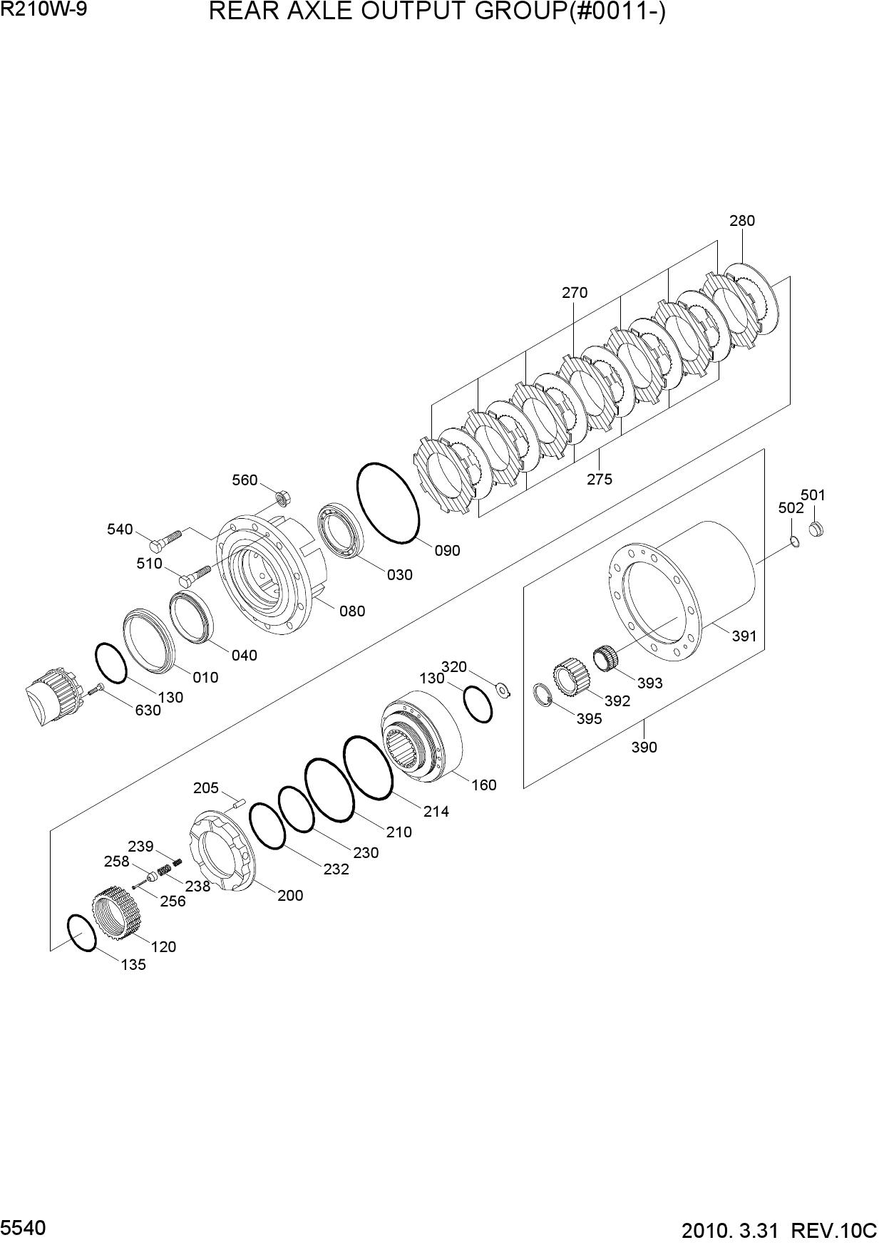 REAR AXLE OUTPUT GROUP(#0011-)