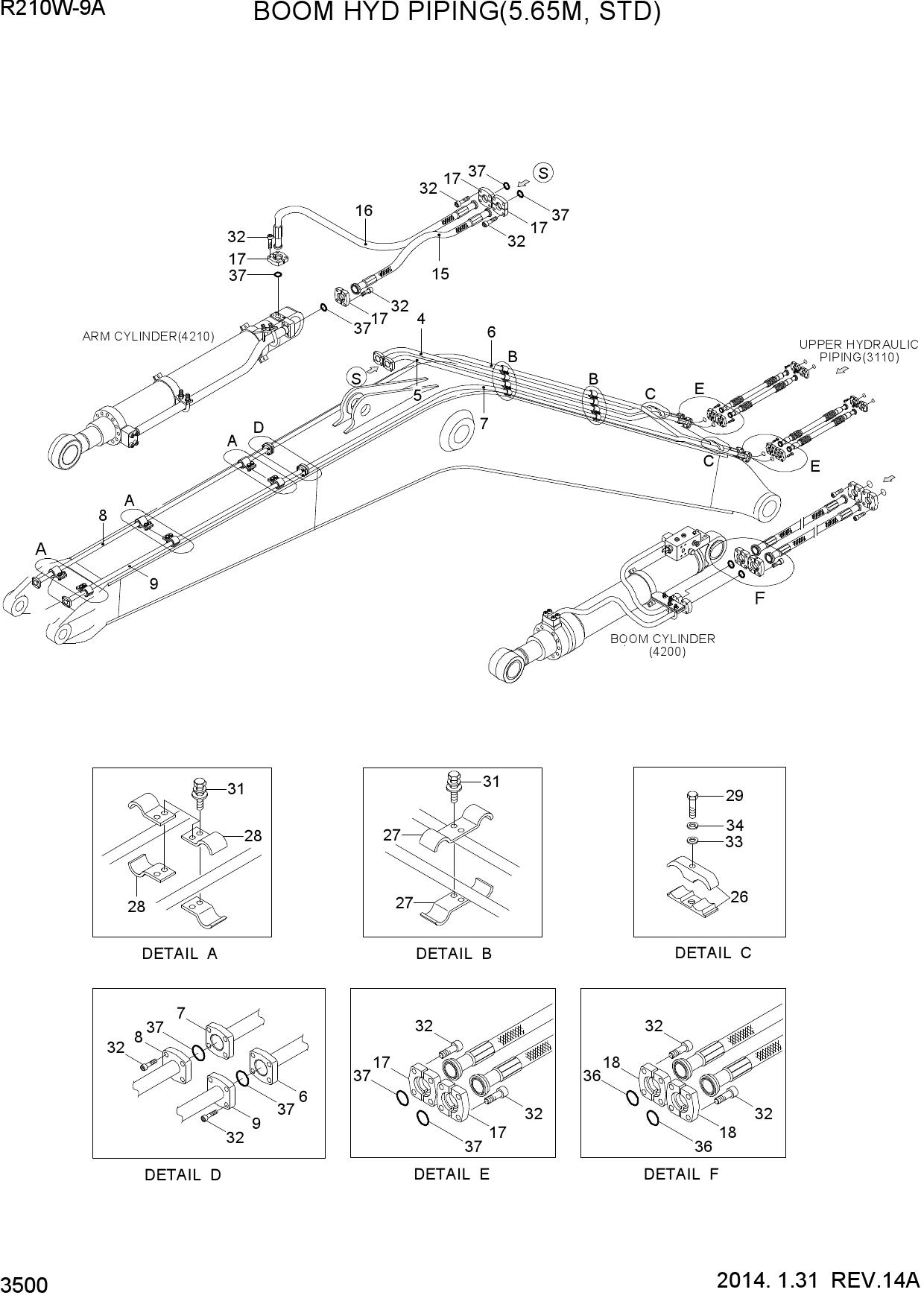 BOOM HYD PIPING(5.65M, STD)
