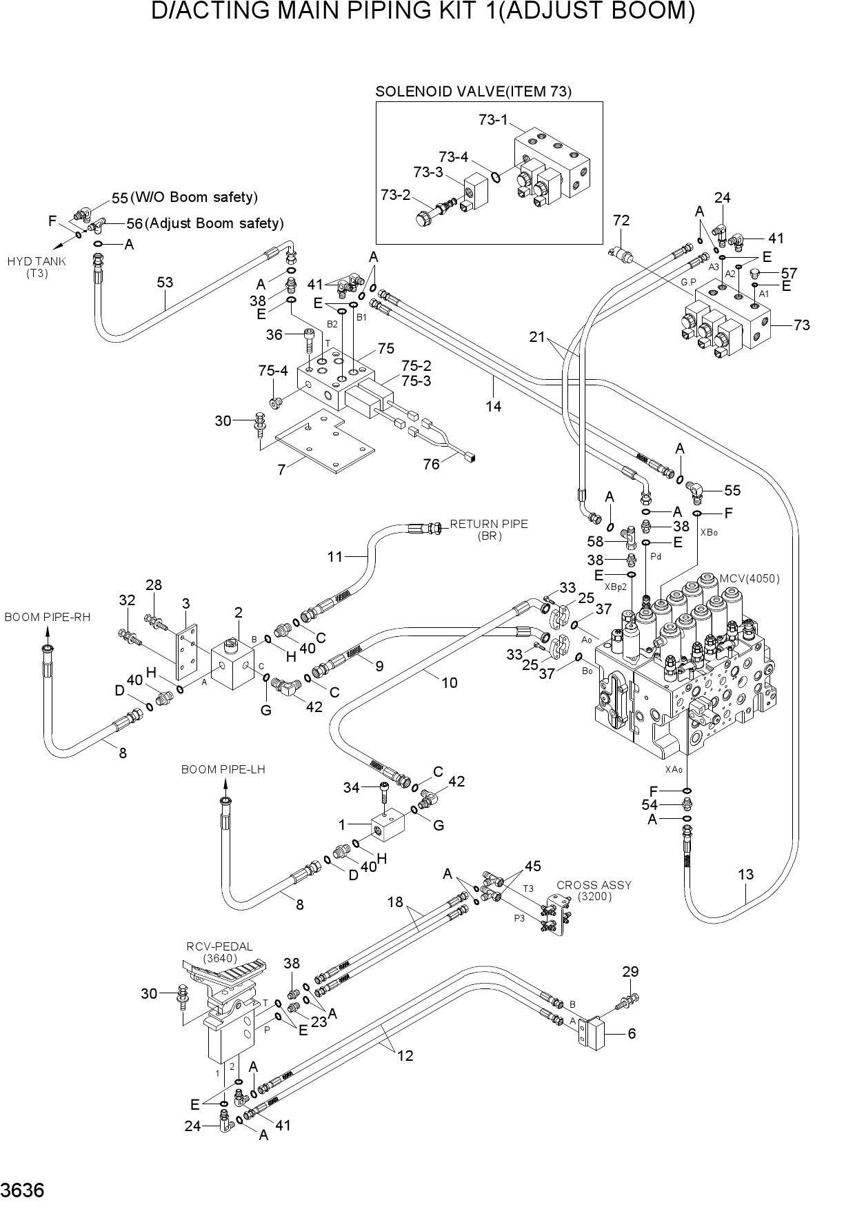 D/ACTING MAIN PIPING KIT 1(ADJUST BOOM)