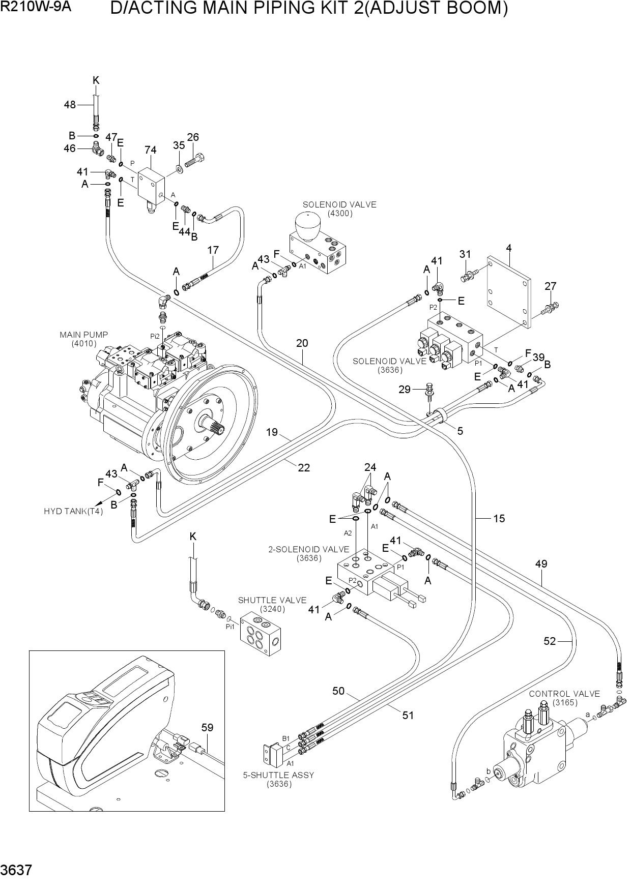 D/ACTING MAIN PIPING KIT 2(ADJUST BOOM)