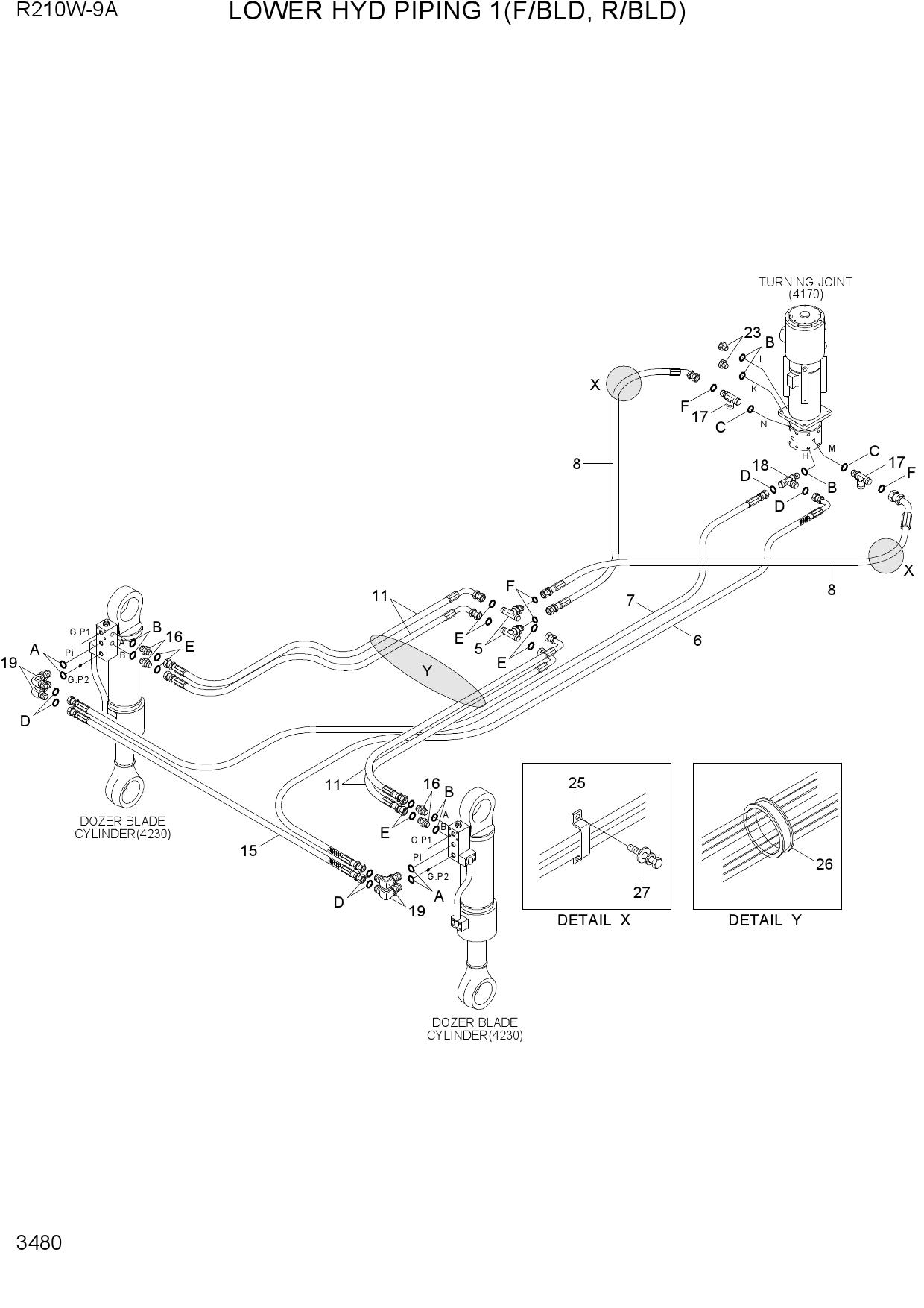 LOWER HYD PIPING 1(F/BLD, R/BLD)