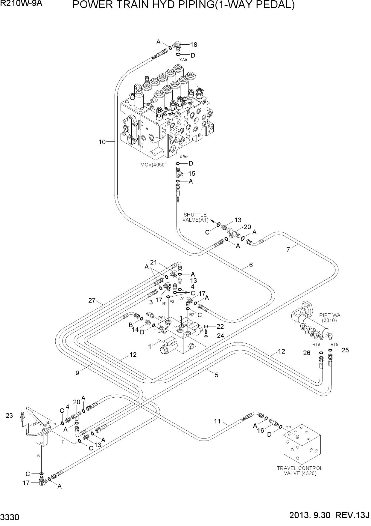 POWER TRAIN HYD PIPING(1-WAY PEDAL)