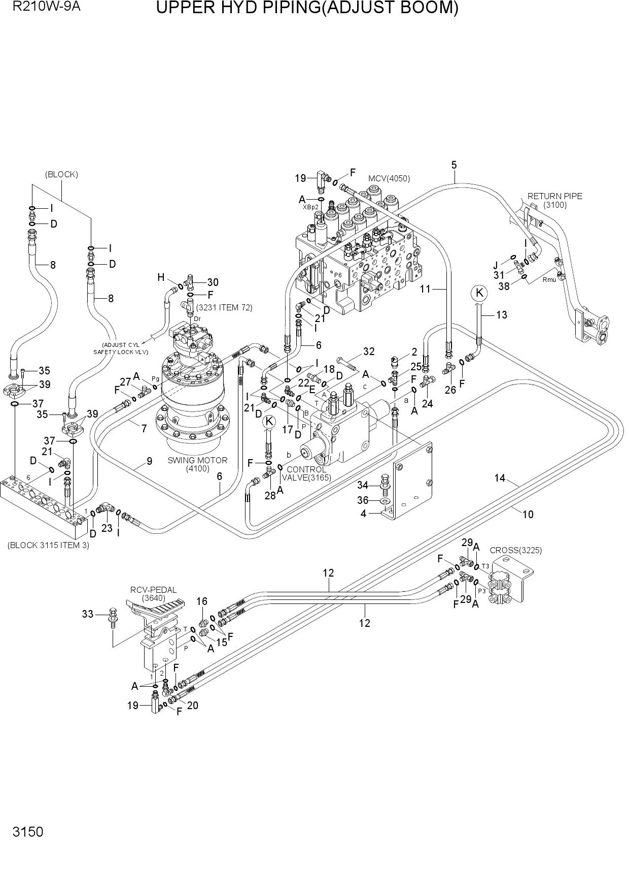 UPPER HYD PIPING(ADJUST BOOM)