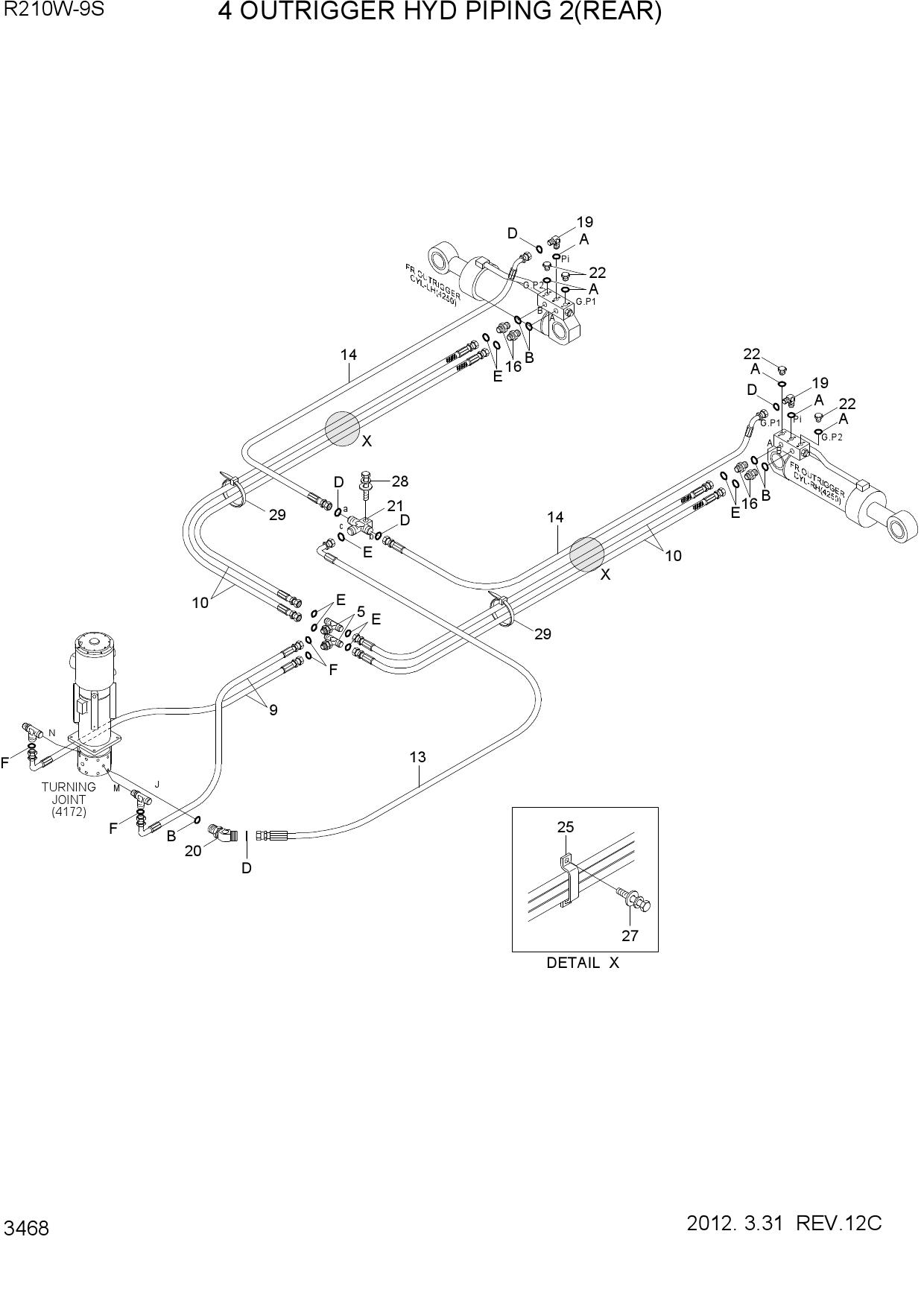 4 OUTRIGGER HYD PIPING 2(REAR, #0013-)