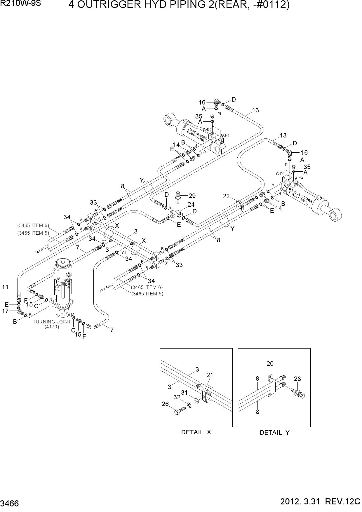 4 OUTRIGGER HYD PIPING 2(REAR, -#0112)
