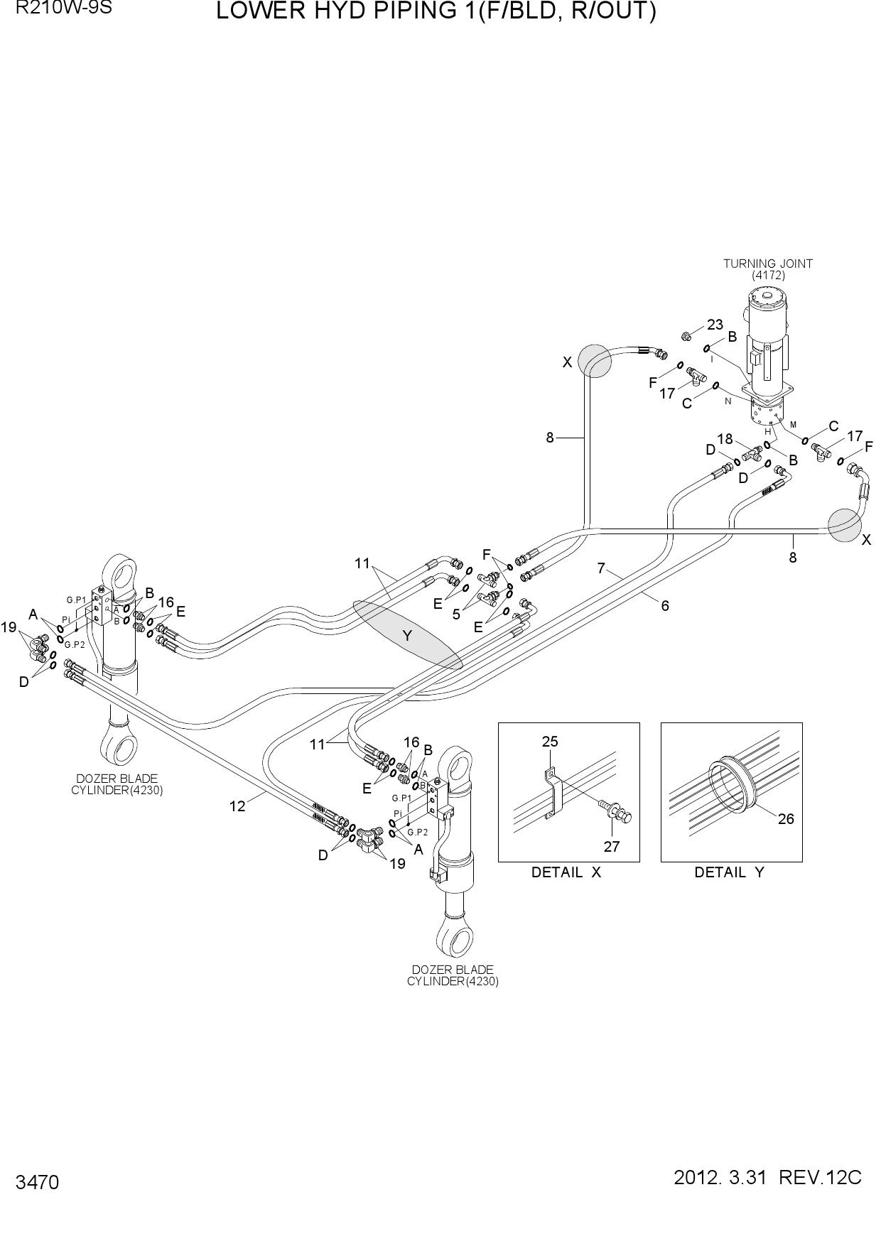 LOWER HYD PIPING 1(F/BLD, R/OUT)