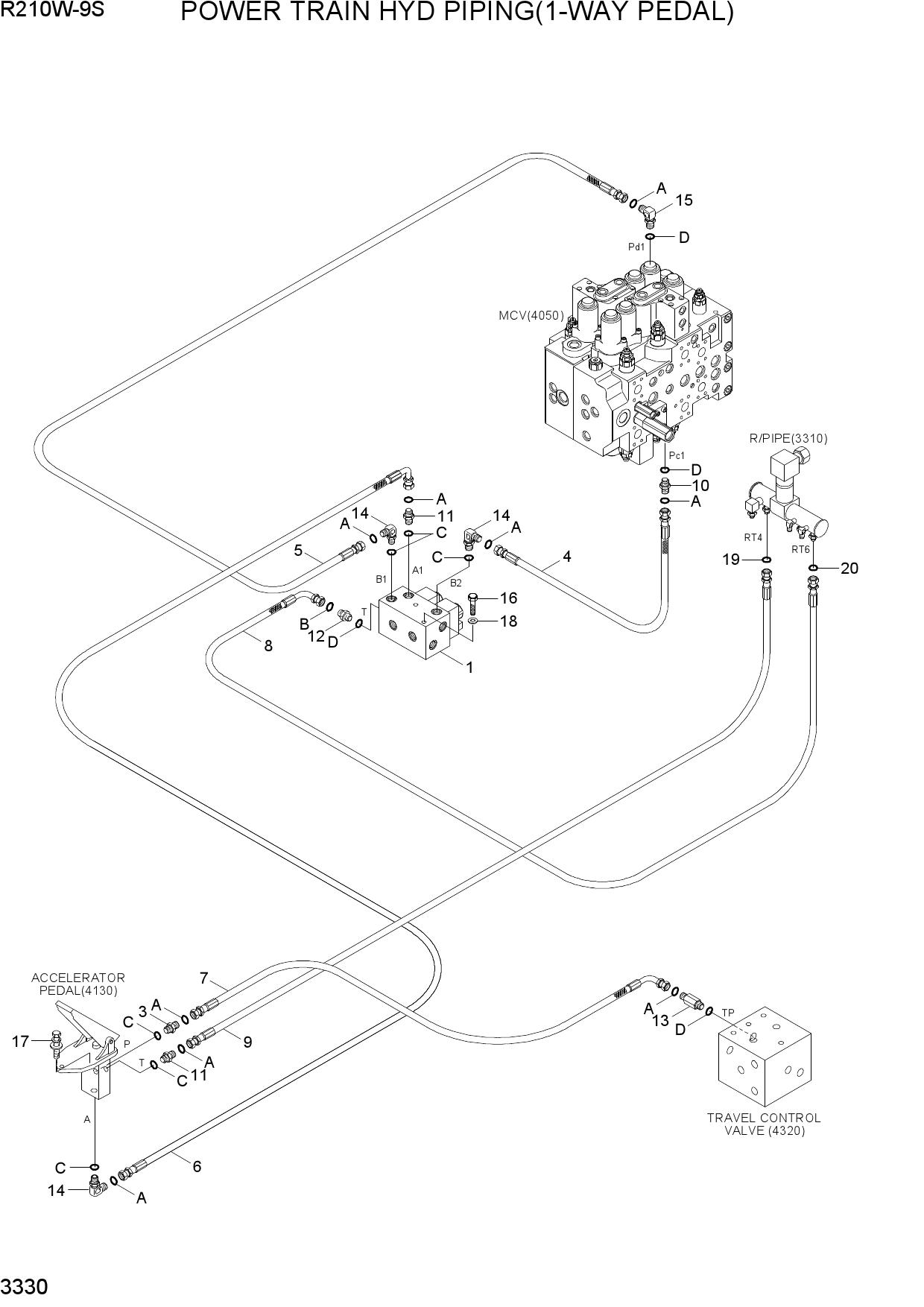 POWER TRAIN HYD PIPING(1-WAY PEDAL)