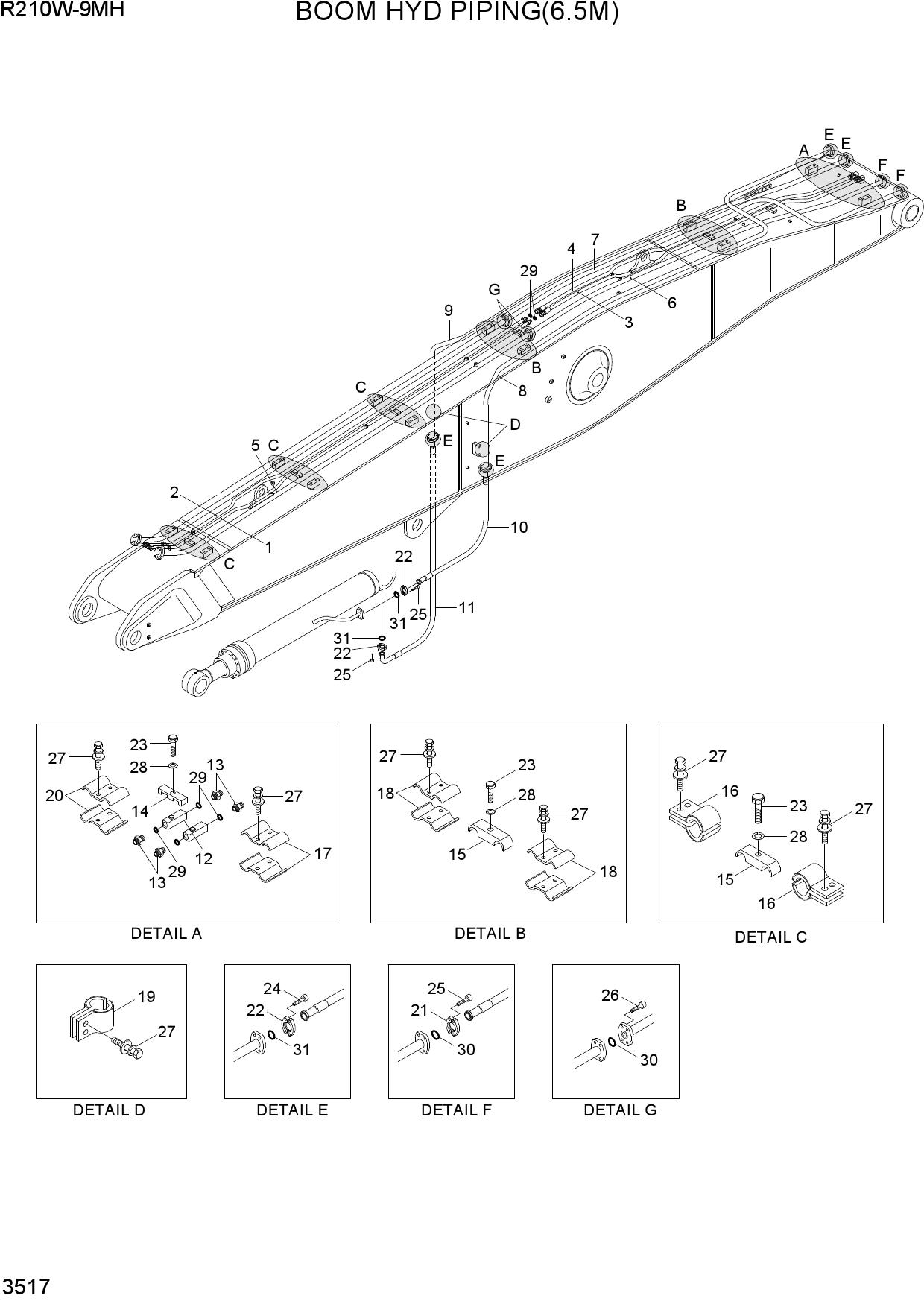 BOOM HYD PIPING(6.5M)
