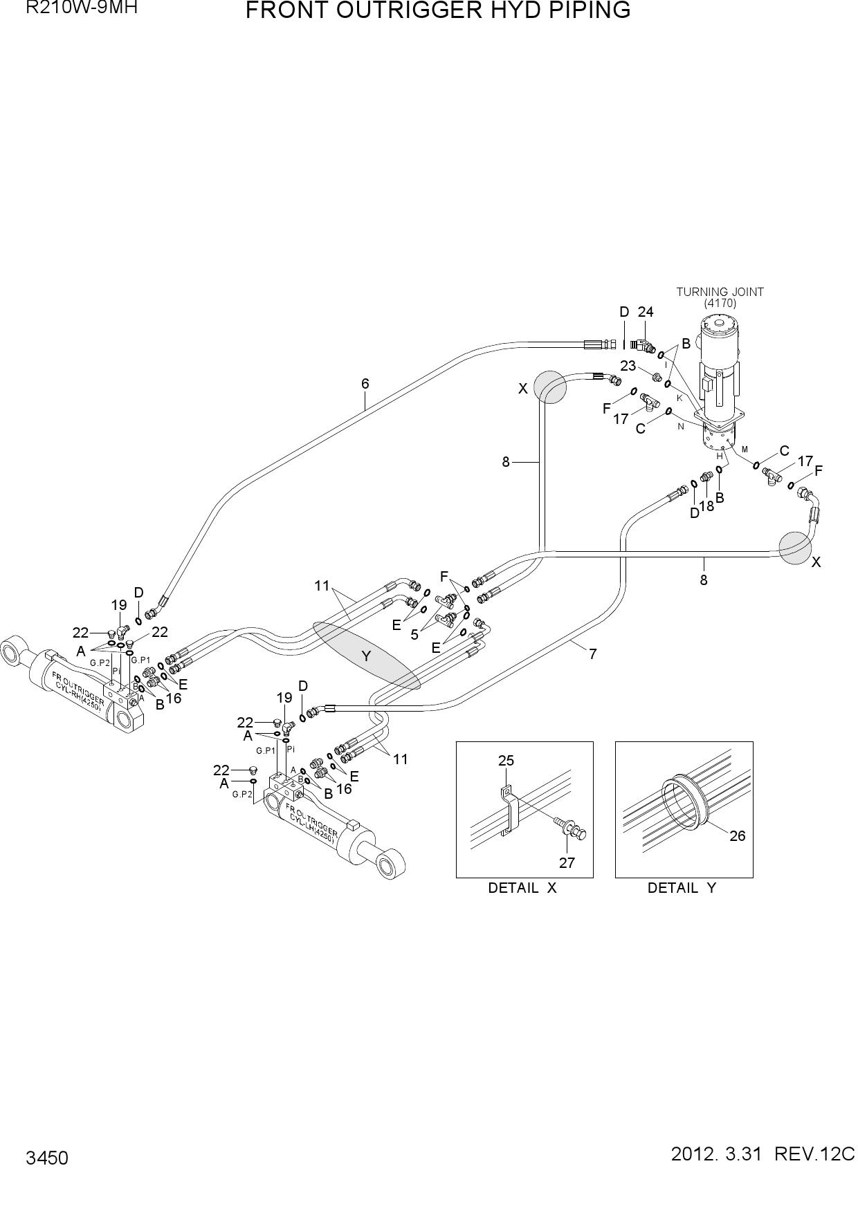 FRONT OUTRIGGER HYD PIPING(-#0003)