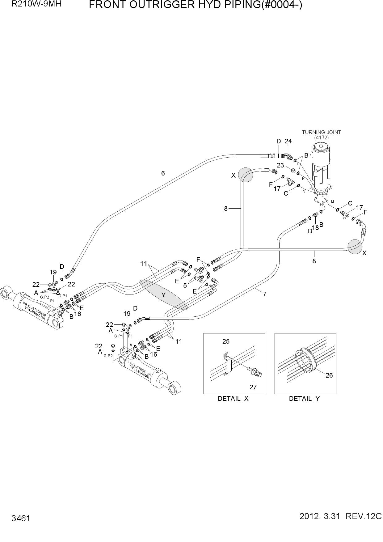 FRONT OUTRIGGER HYD PIPING(#0004-)
