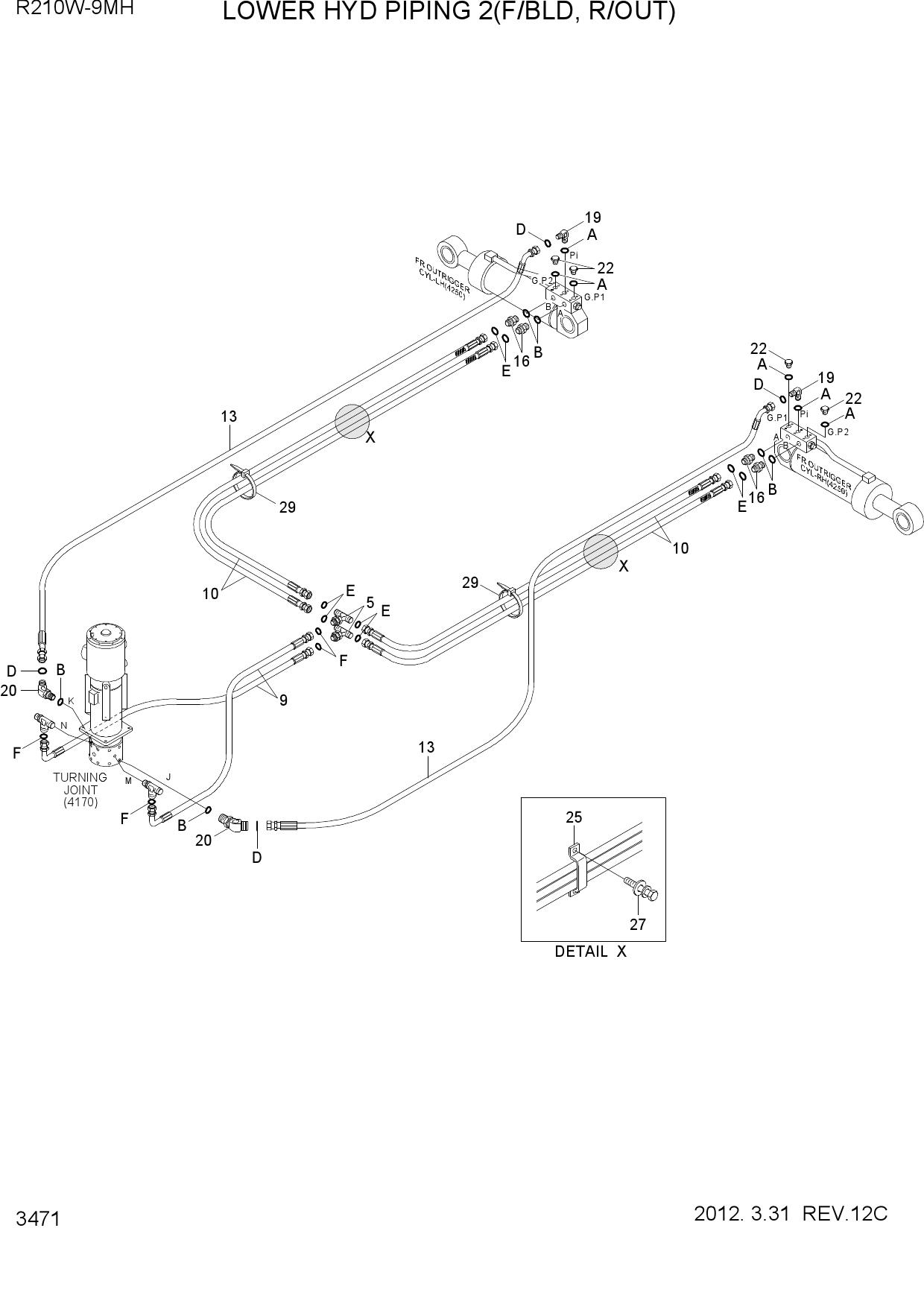 LOWER HYD PIPING 2(F/BLD, R/OUT, -#0003)