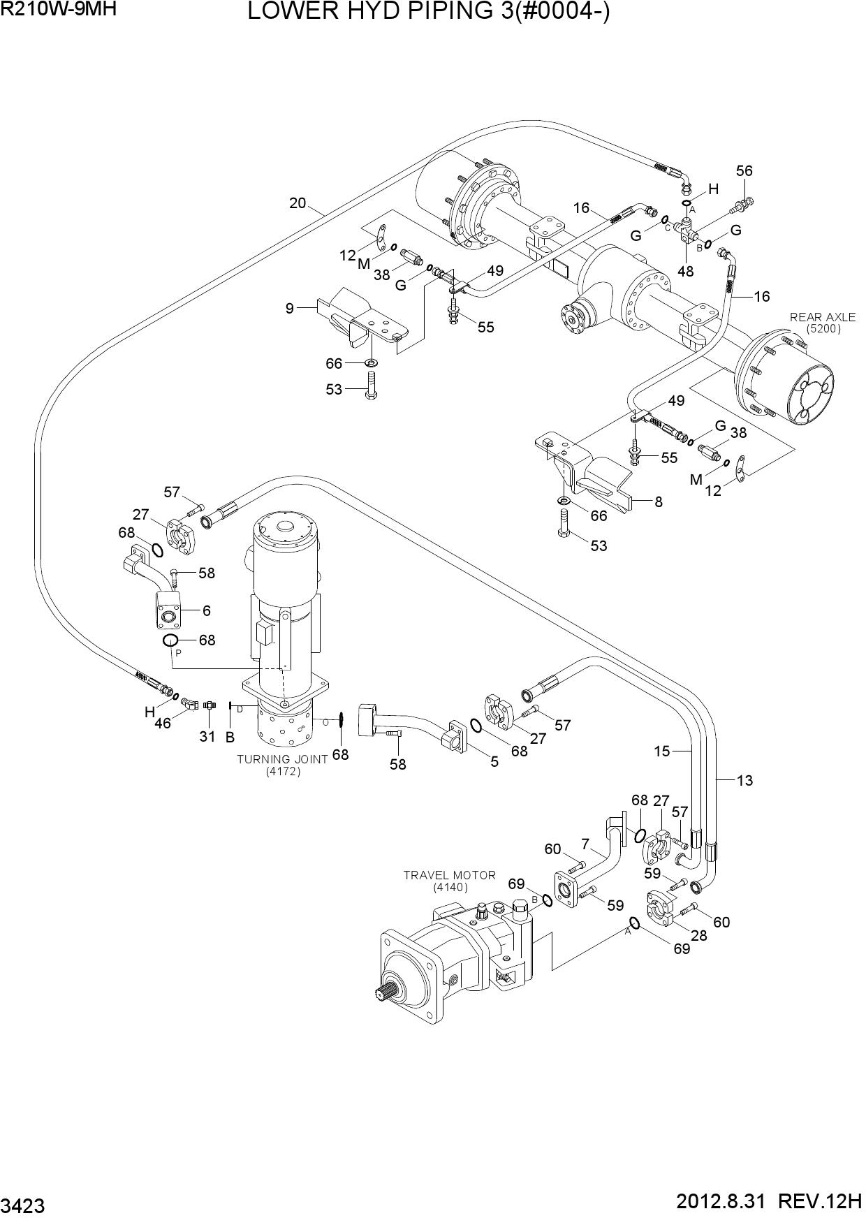 LOWER HYD PIPING 3(#0004-)