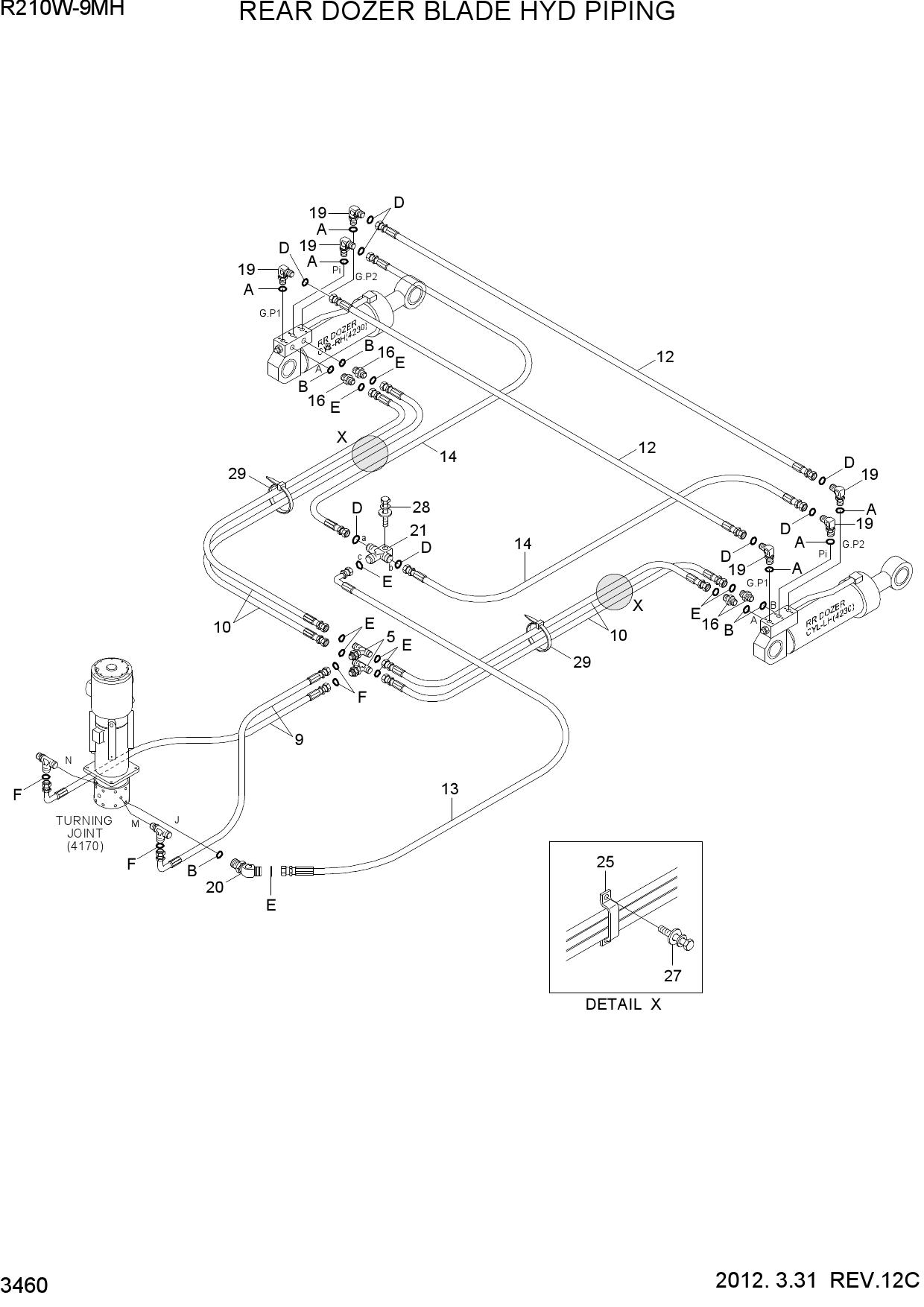 REAR DOZER BLADE HYD PIPING(-#0003)