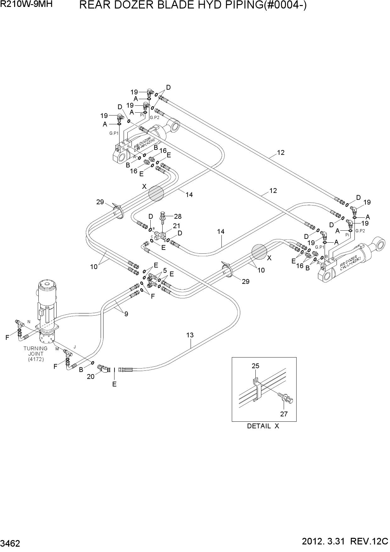REAR DOZER BLADE HYD PIPING((#0004-)