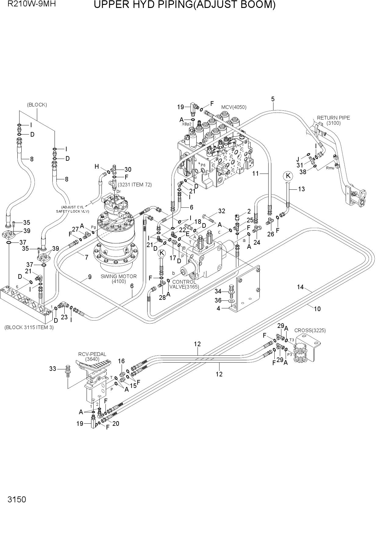 UPPER HYD PIPING(ADJUST BOOM)