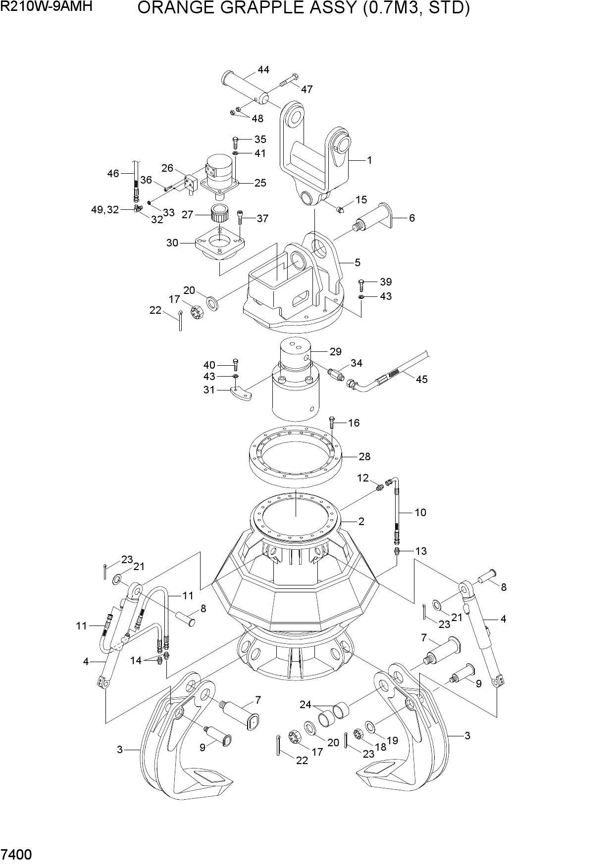 ORANGE GRAPPLE ASSY (0.7M3, STD)