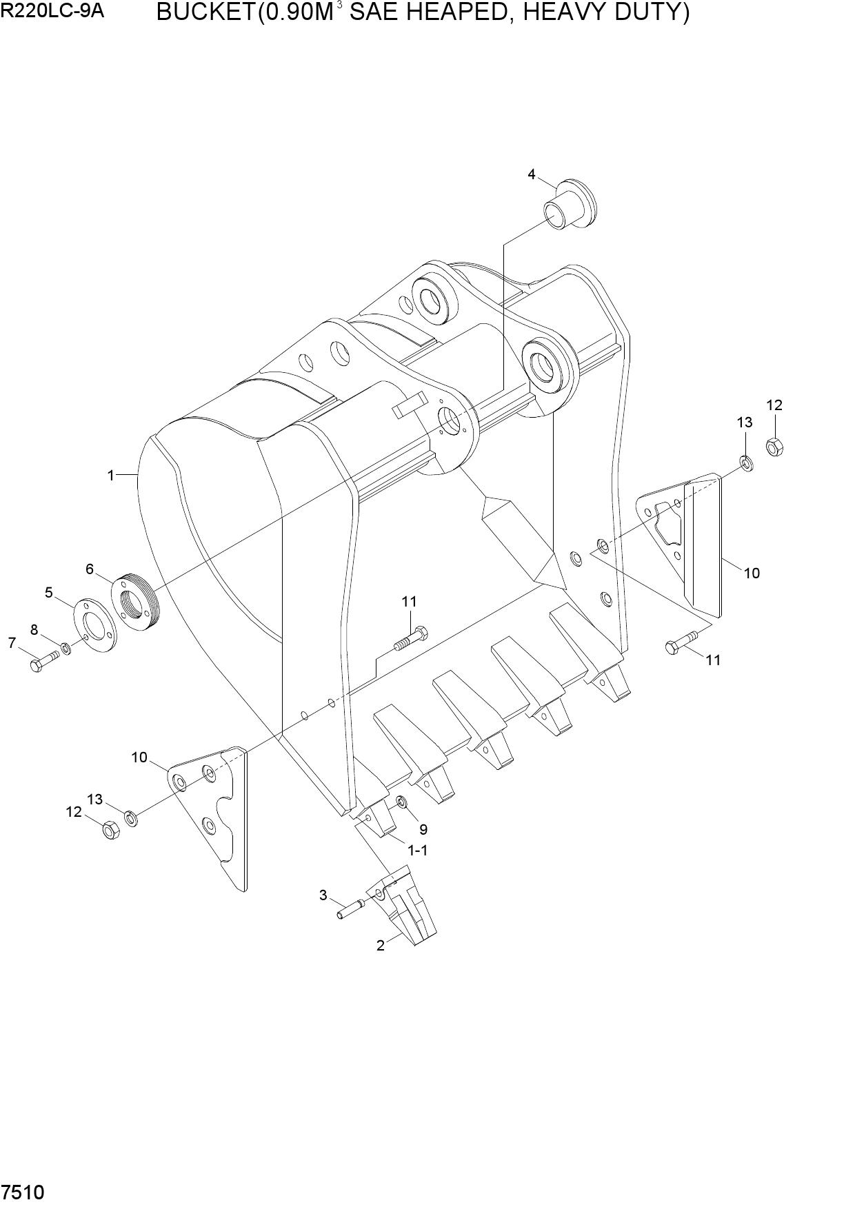 BUCKET(0.90M3 SAE HEAPED, HEAVY DUTY)