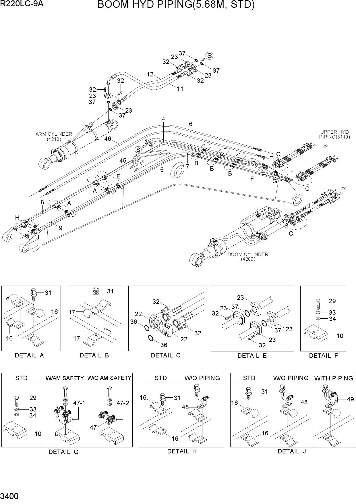 BOOM HYD PIPING(5.68M, STD)