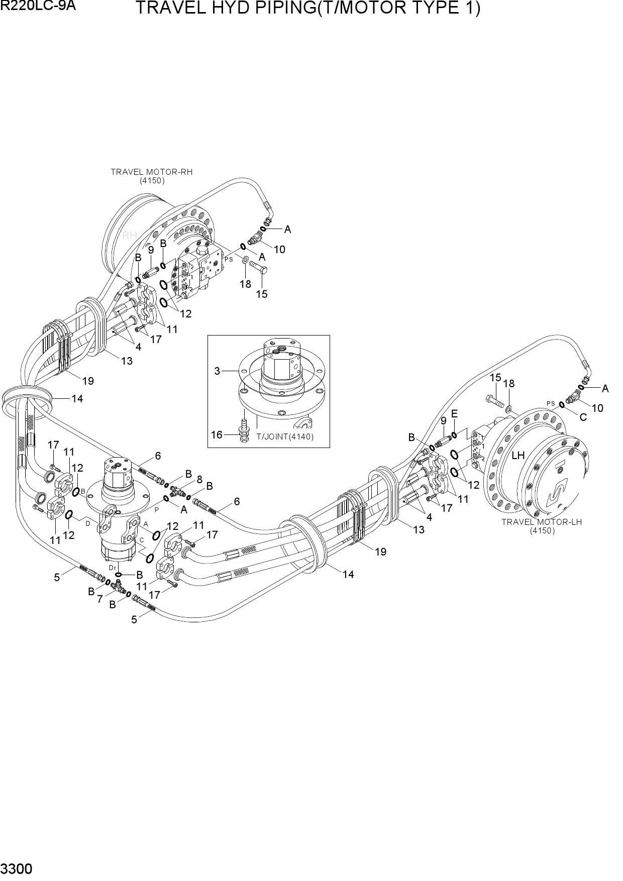 TRAVEL HYD PIPING(T/MOTOR TYPE 1)
