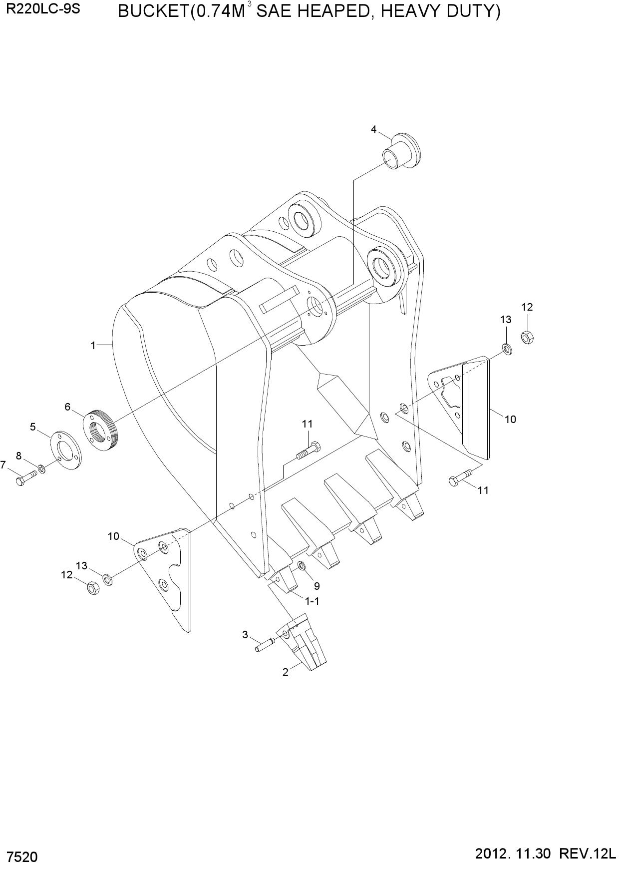 BUCKET(0.74M3 SAE HEAPED, HEAVY DUTY)
