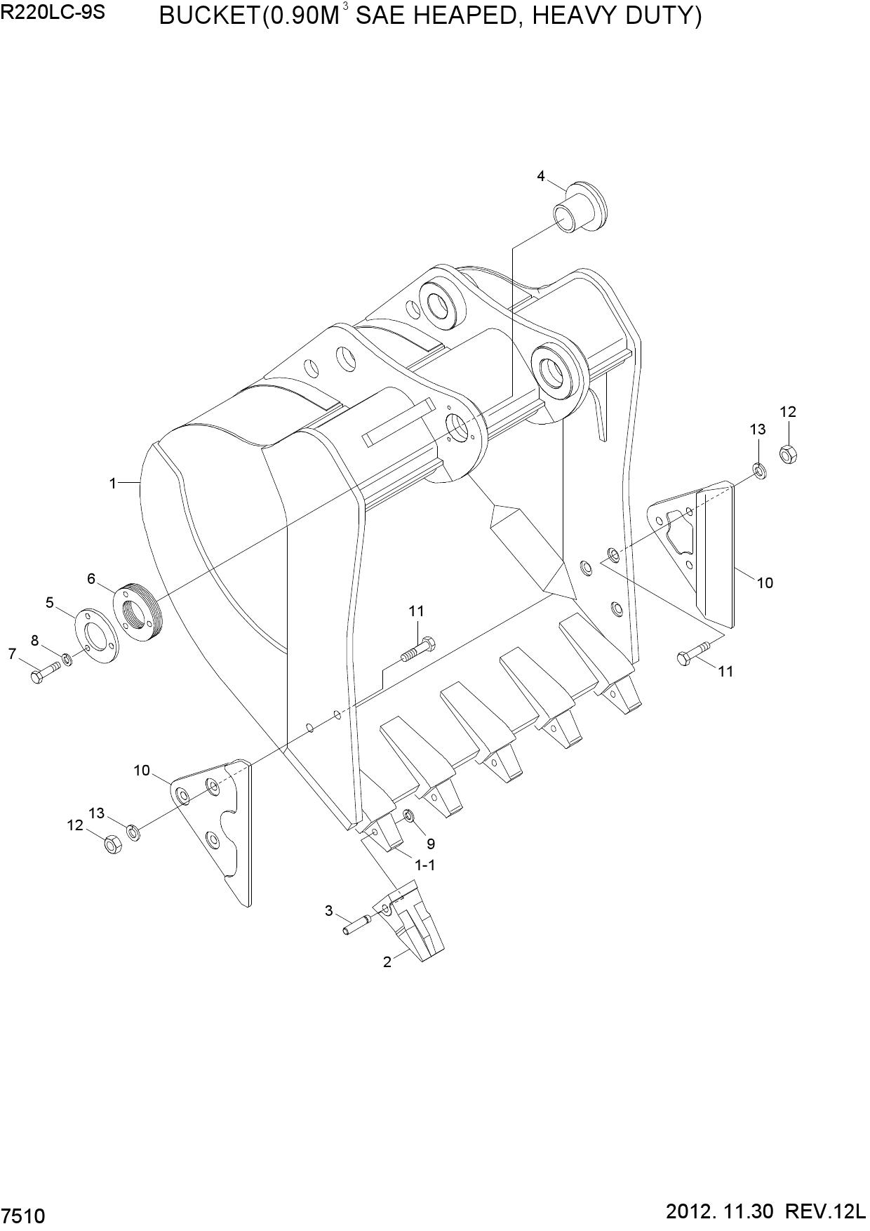 BUCKET(0.90M3 SAE HEAPED, HEAVY DUTY)