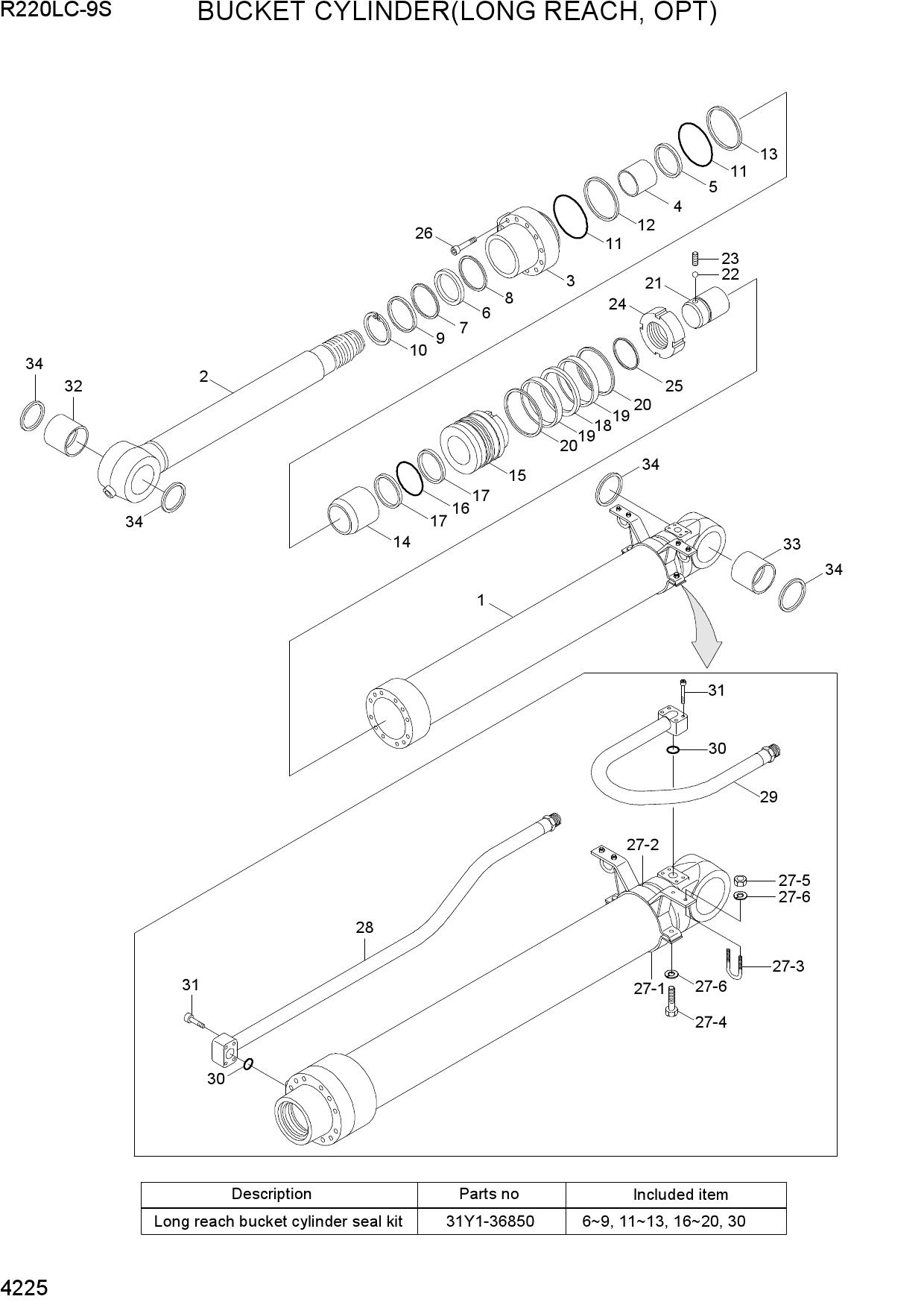 BUCKET CYLINDER(LONG REACH, OPT, -#4175)