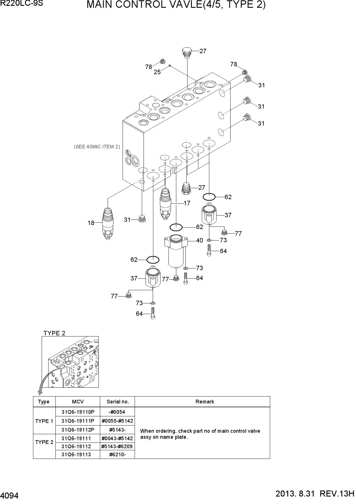 MAIN CONTROL VALVE(4/5, TYPE 2)