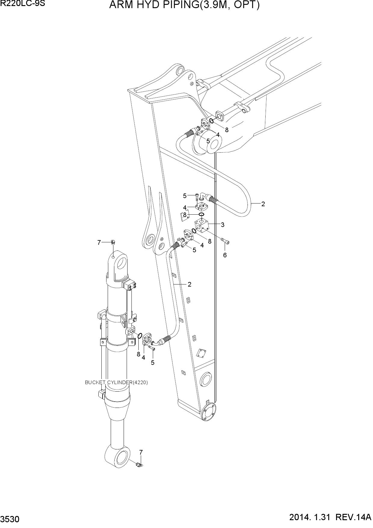 ARM HYD PIPING(3.9M, OPT)