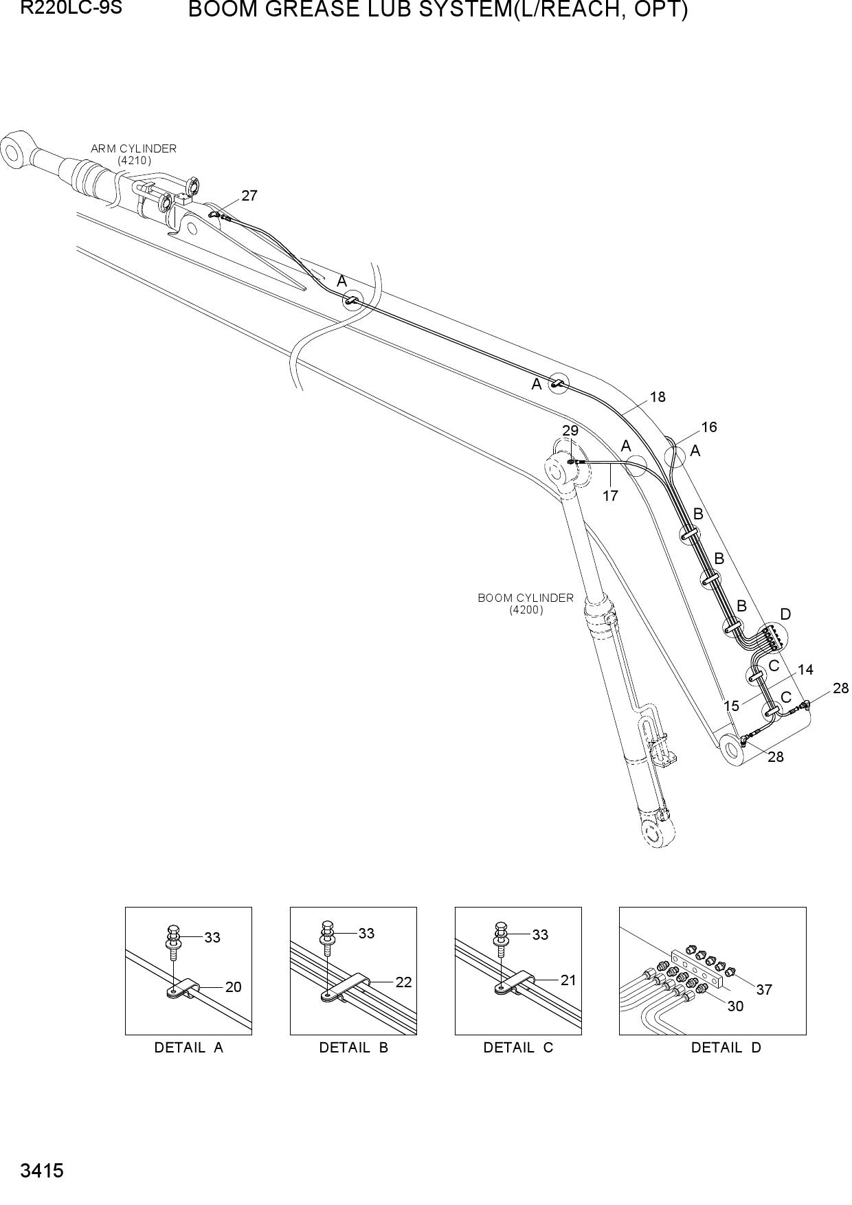 BOOM GREASE LUB SYSTEM(L/REACH, OPT)