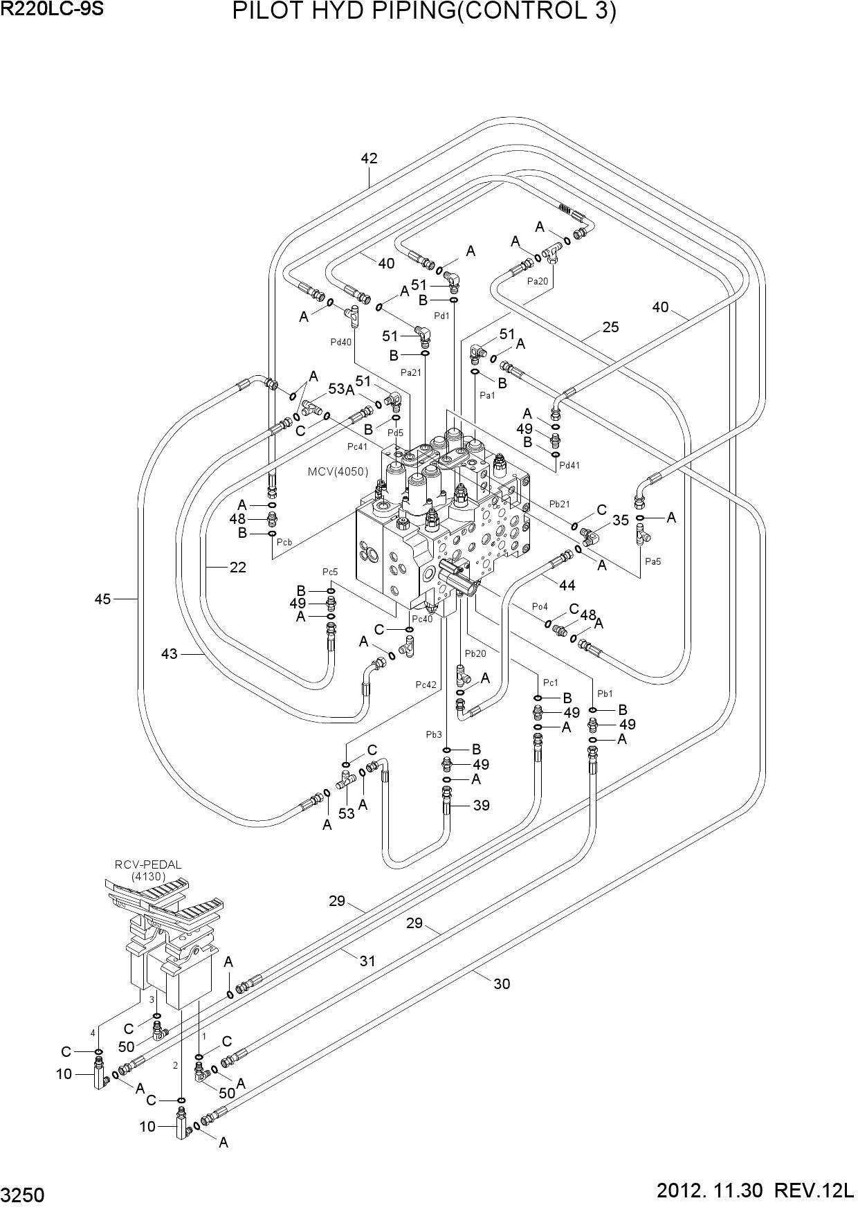 PILOT HYD PIPING(CONTROL 3, #3529-)
