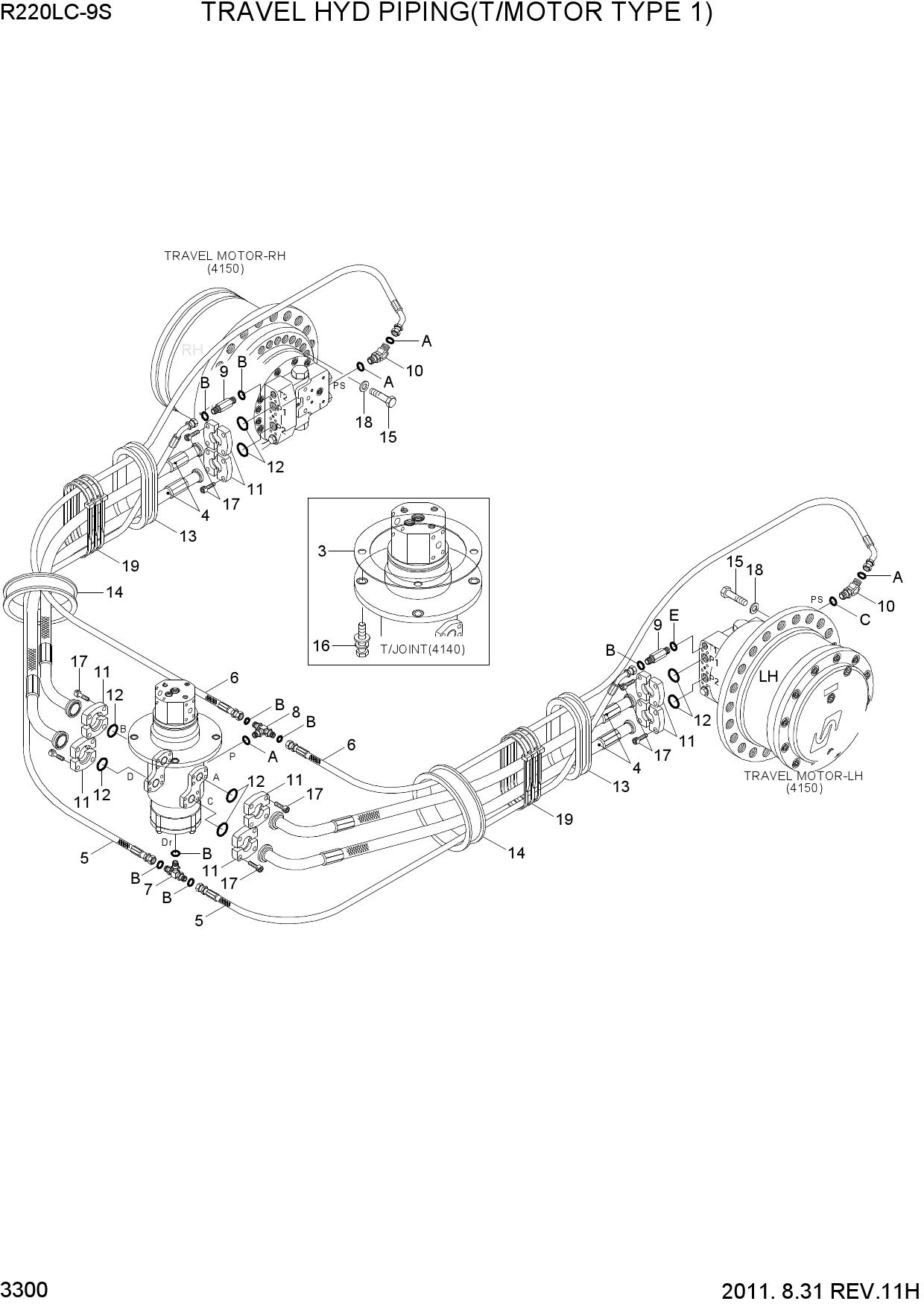 TRAVEL HYD PIPING(T/MOTOR TYPE 1)