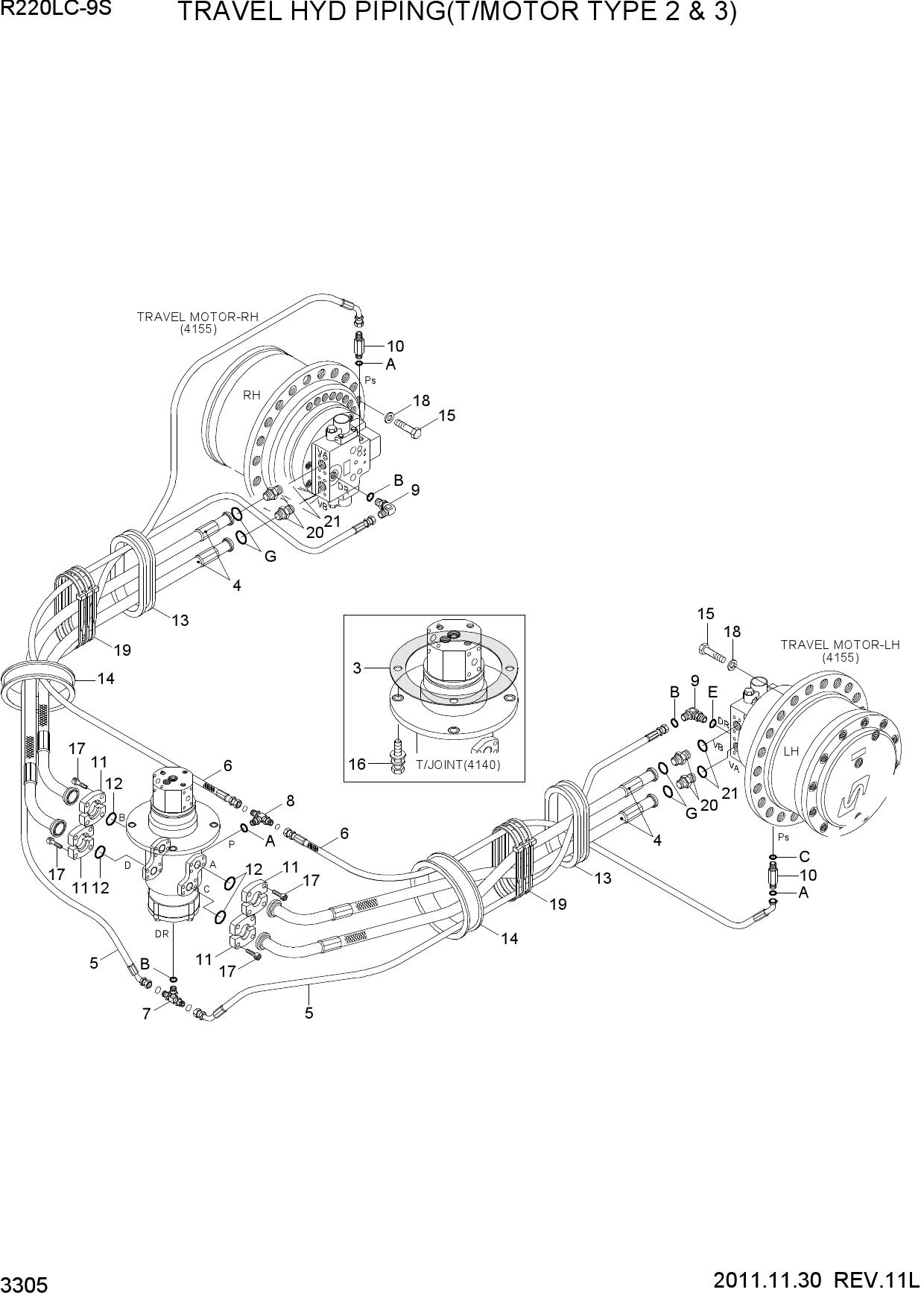 TRAVEL HYD PIPING(T/MOTOR TYPE 2)