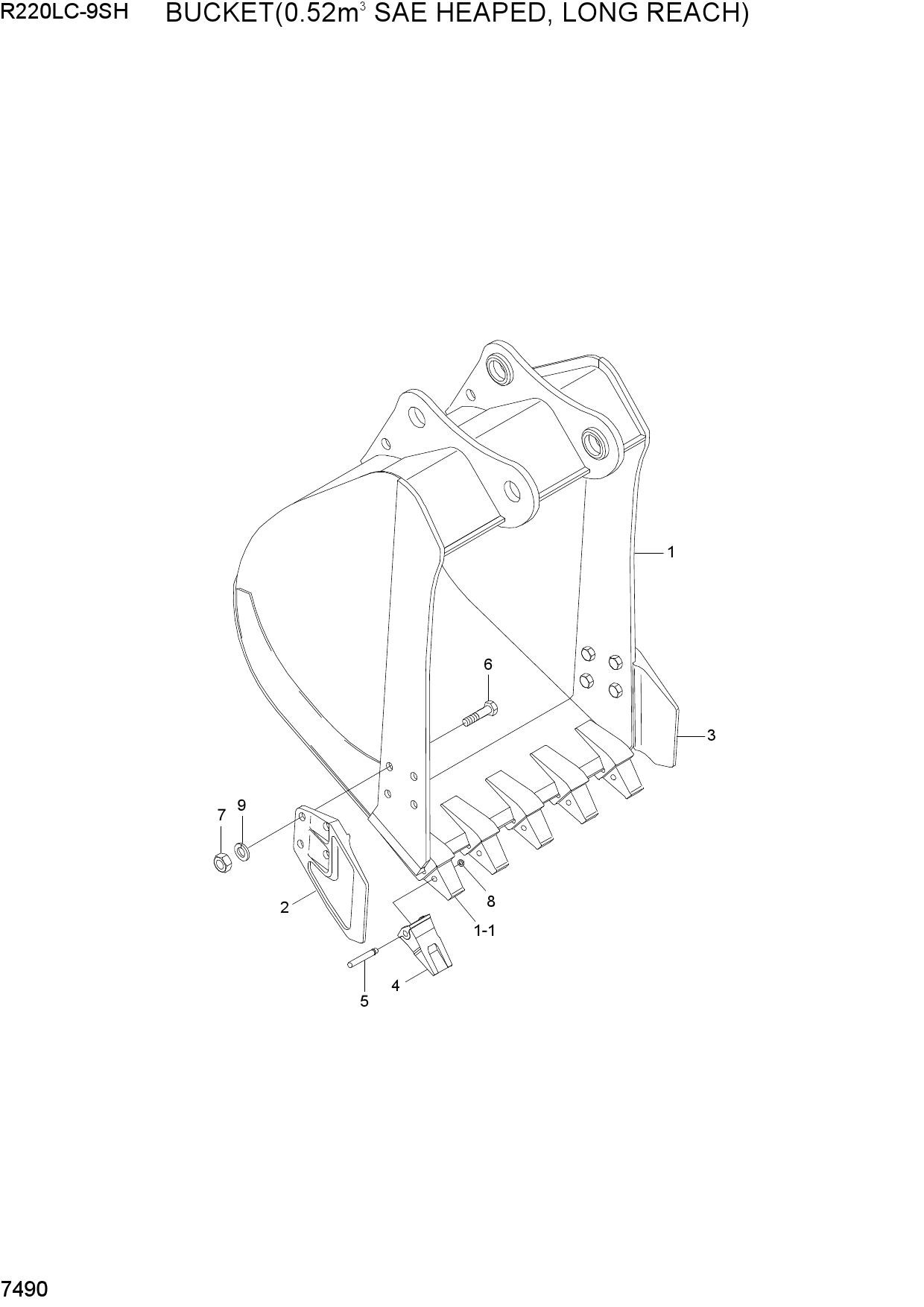 BUCKET(0.52M3 SAE HEAPED, LONG REACH)